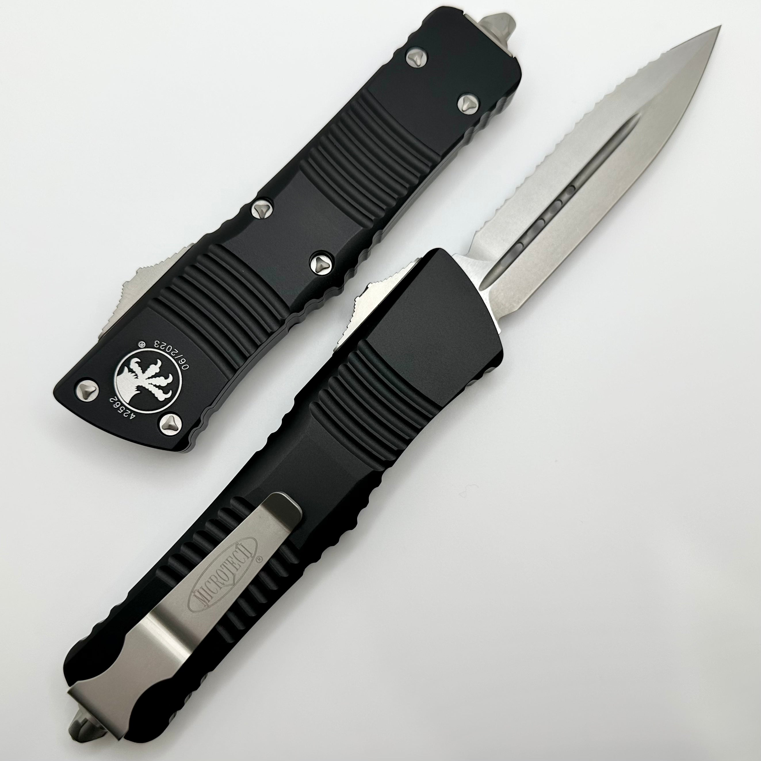 Microtech Combat Troodon Black w/ Double Edge Stonewash Full Serrated 142-12