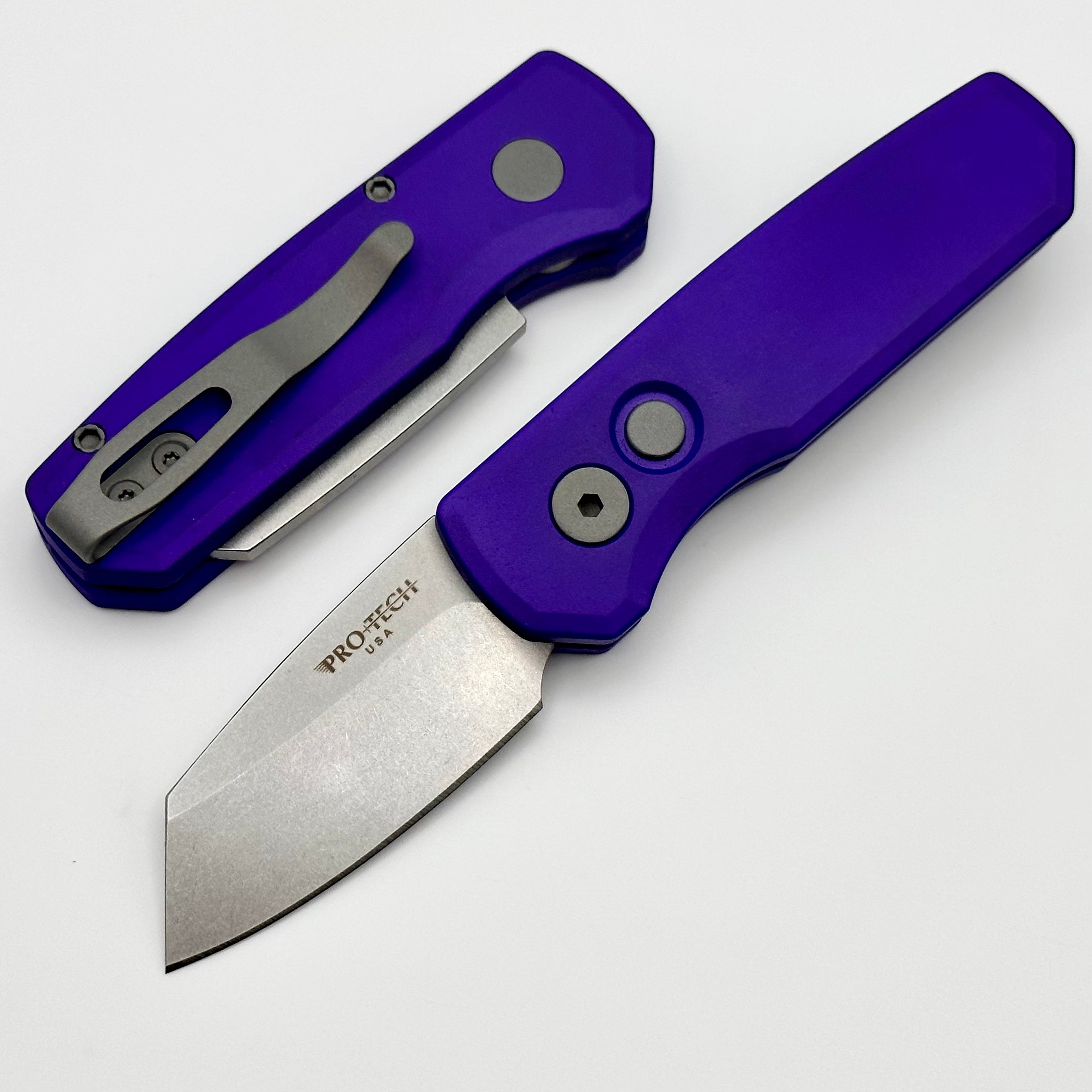 Pro-Tech Runt 5 w/ Purple Handle & Stonewash MagnaCut Reverse Tanto R5401-PURPLE