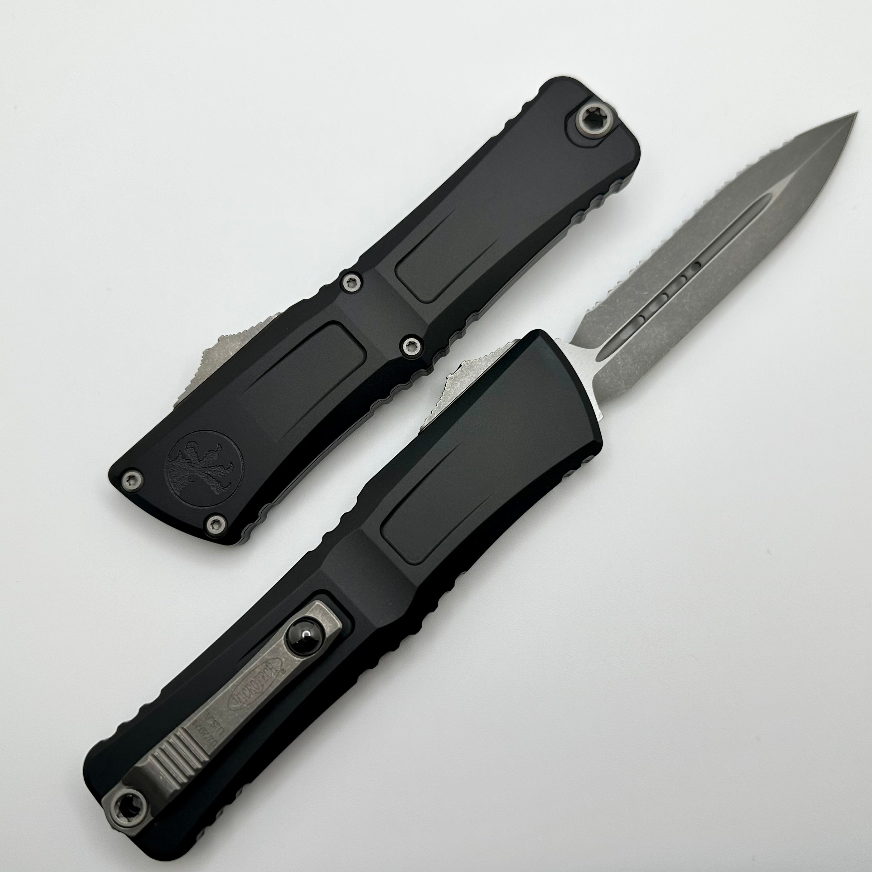 Microtech Knives Combat Troodon Gen III Apocalyptic Full Serrated Double Edge w/ Black Handle 1142-12AP