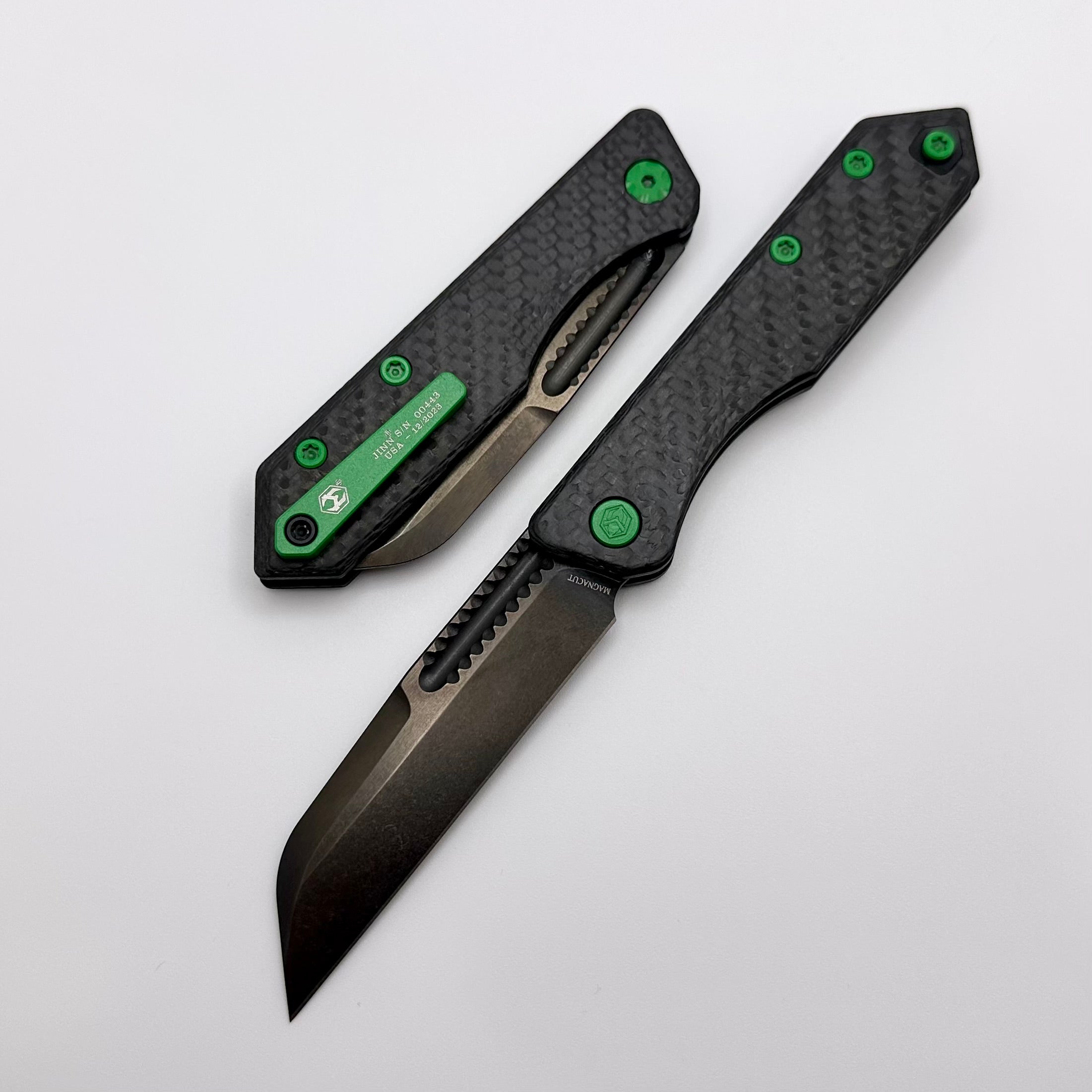 Heretic Knives Jinn Carbon Fiber w/ Toxic Green Hardware & DLC H013-6A-CFTX