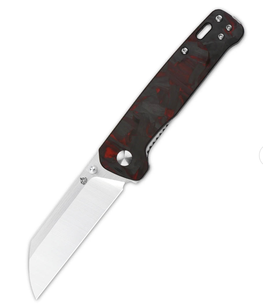 QSP Penguin Black G-10 w/ Red/Black Shredded Carbon Fiber Overlay & Satin D2 QS130-TRD