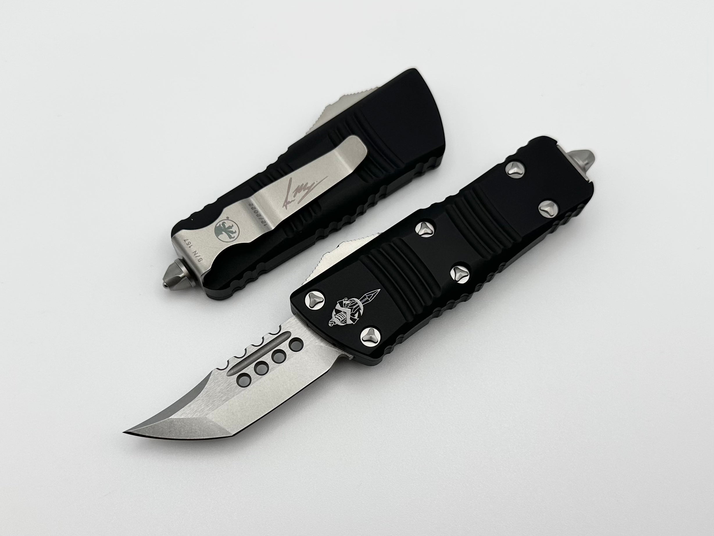 Microtech Mini Troodon Hellhound Stonewash & Black Handle 819-10S