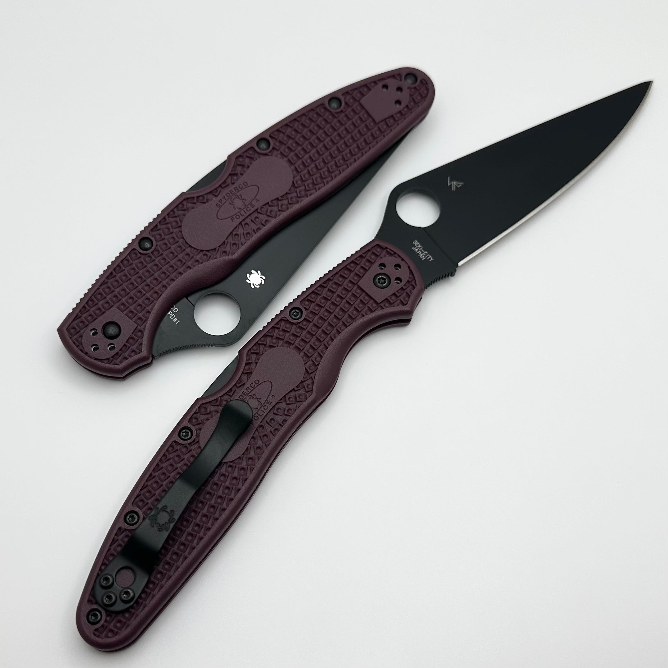 Spyderco Police 4 Burgundy FRN & Micro Melt PD#1 Sprint Run C07BGBKP4