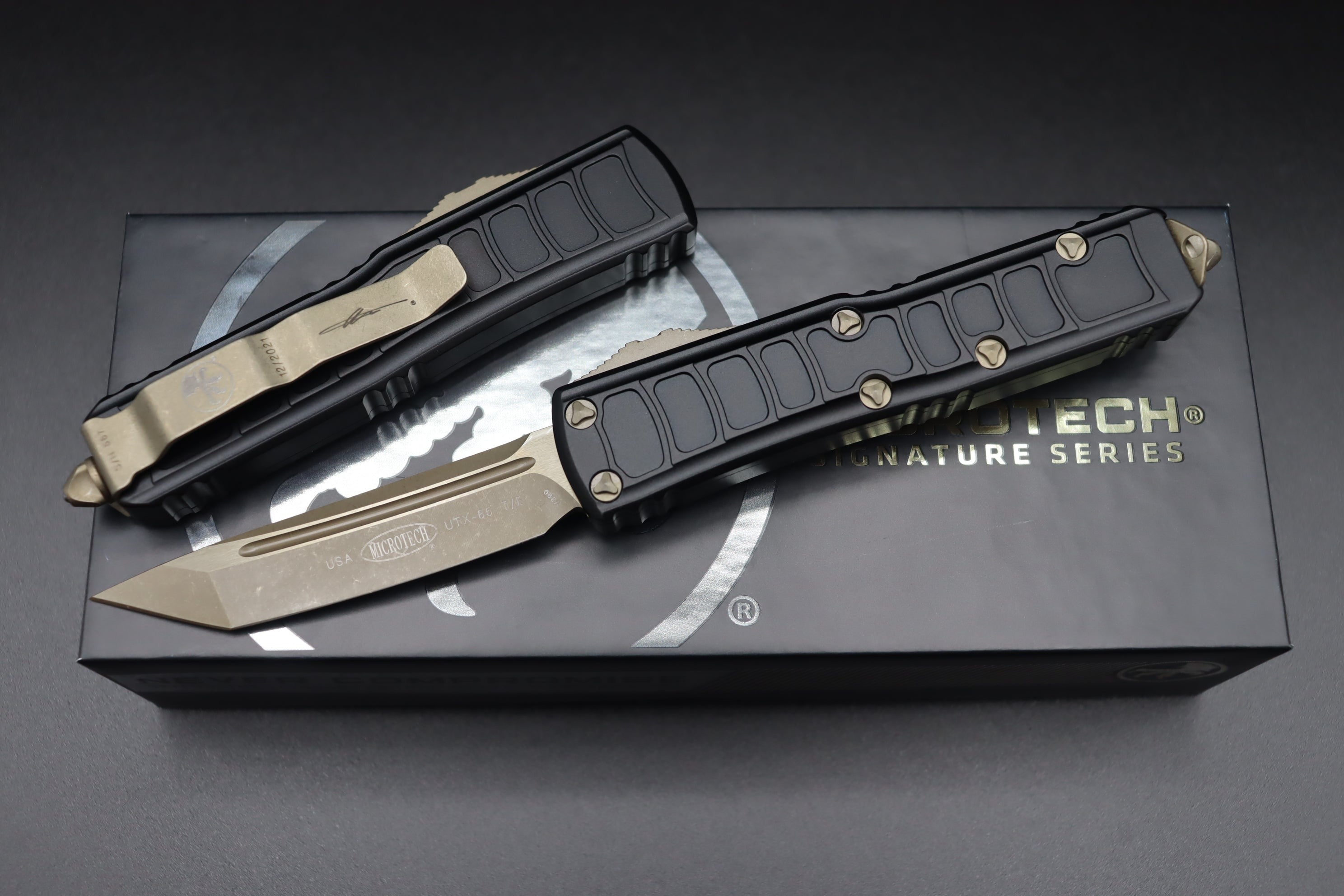 Microtech UTX-85 2 T/E Signature Series Apocalyptic Bronze Standard 233II-13APS