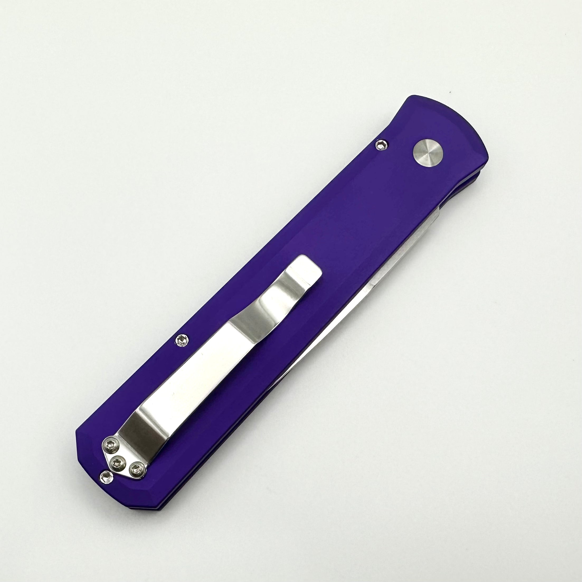 Pro-Tech Godfather w/ Purple Handle & Satin 154-CM Blade 921-Satin-PURP