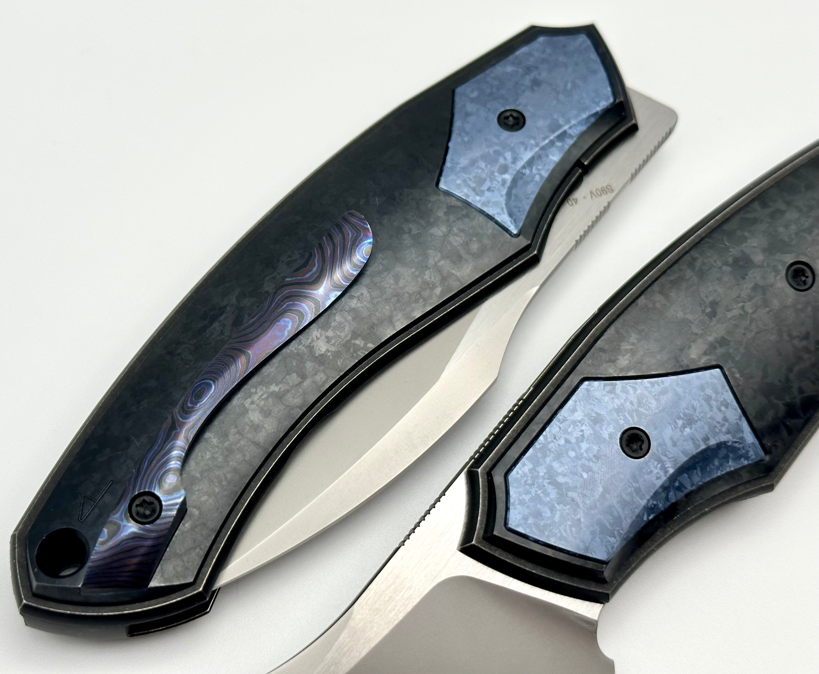 Custom Knife Factory Davless Crystal Ti & Blue Crystal Ti w/ CKF Wash S90V ONE KNIFE PER HOUSEHOLD ACROSS ALL VARIATIONS