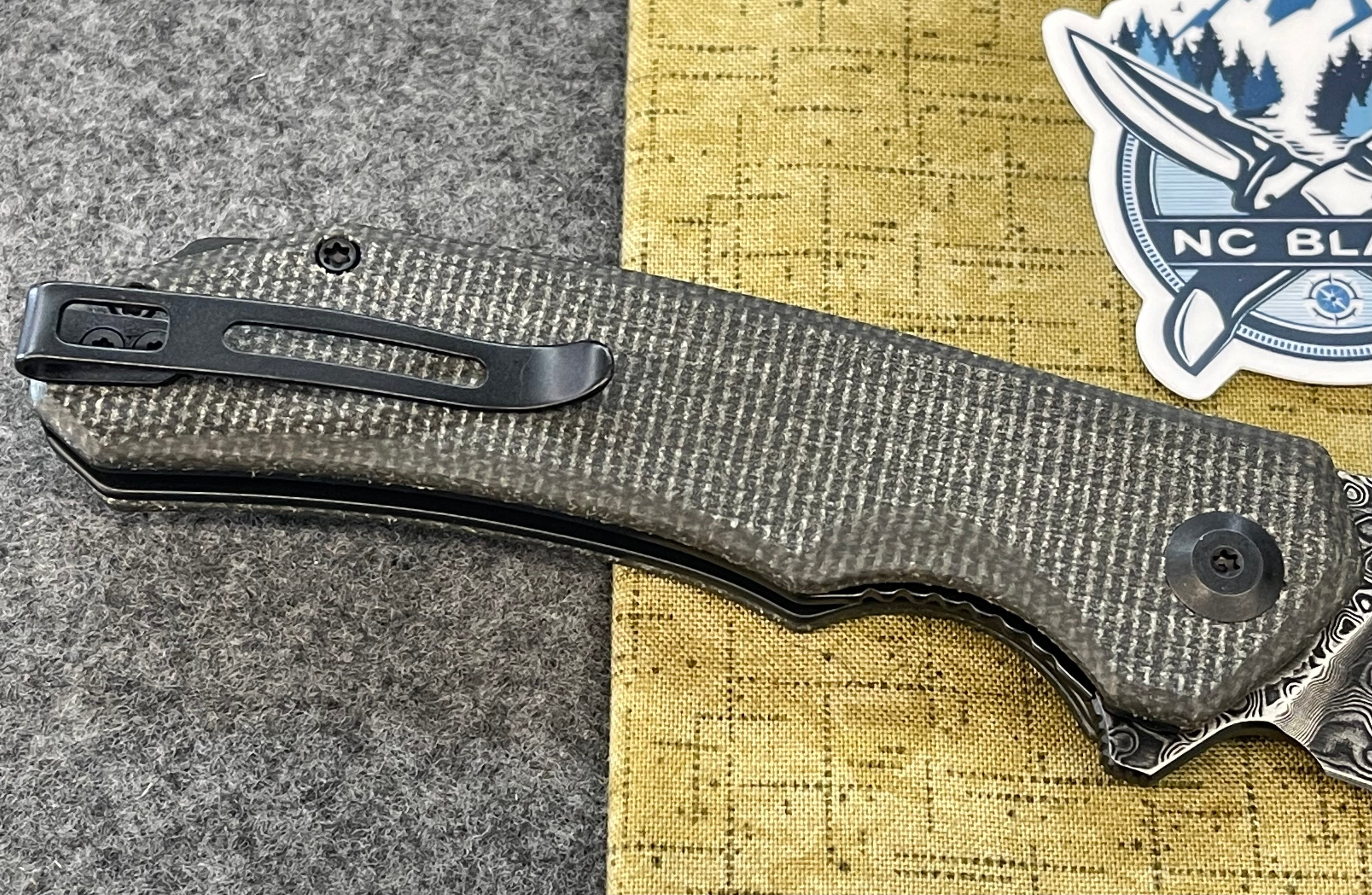 Civivi Brazen Flipper Dark Green Micarta Damascus C2102DS-3