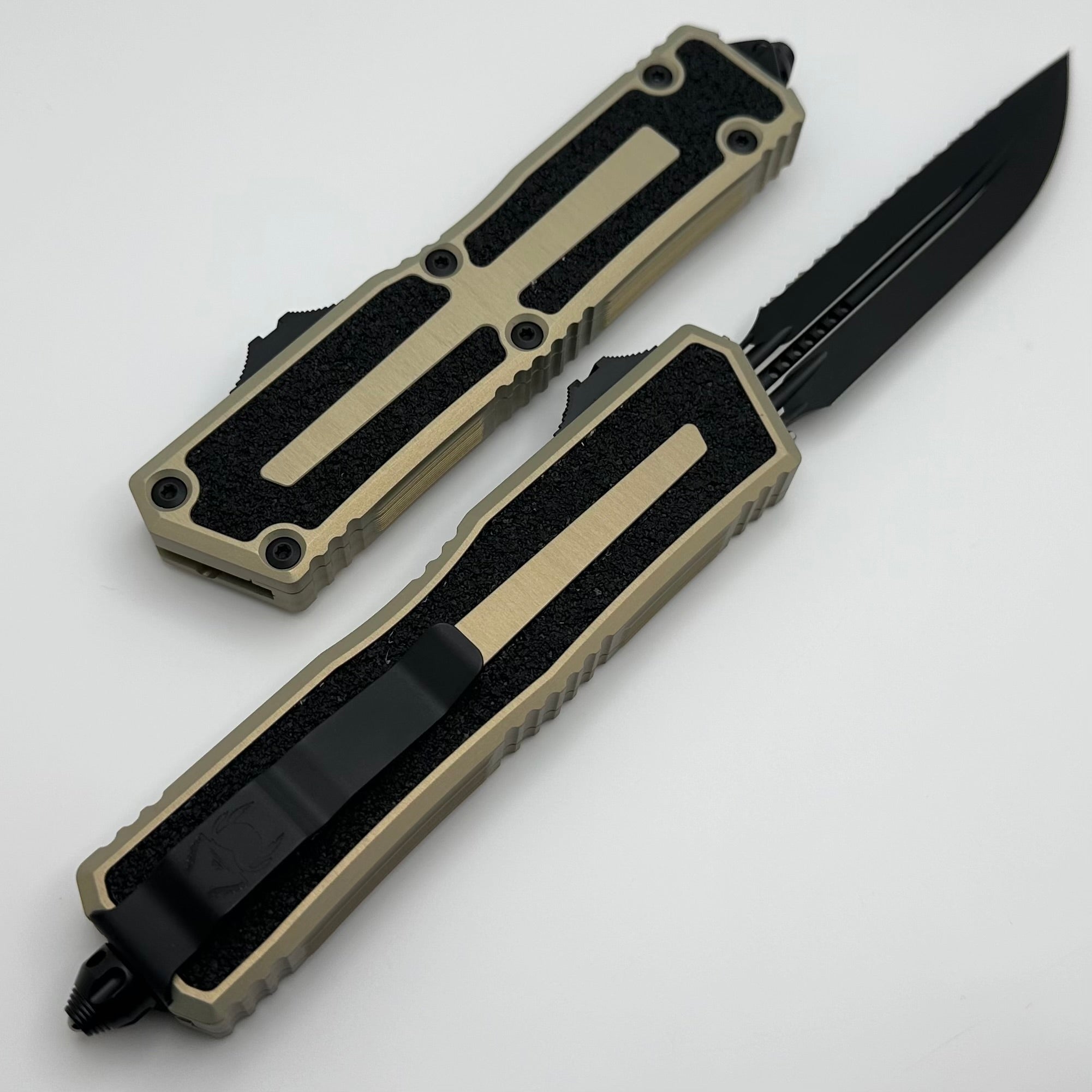 Microtech Scarab 2 Gen 3 Black D/E-S Full Serrated w/ Sand Handles 1180-3SN