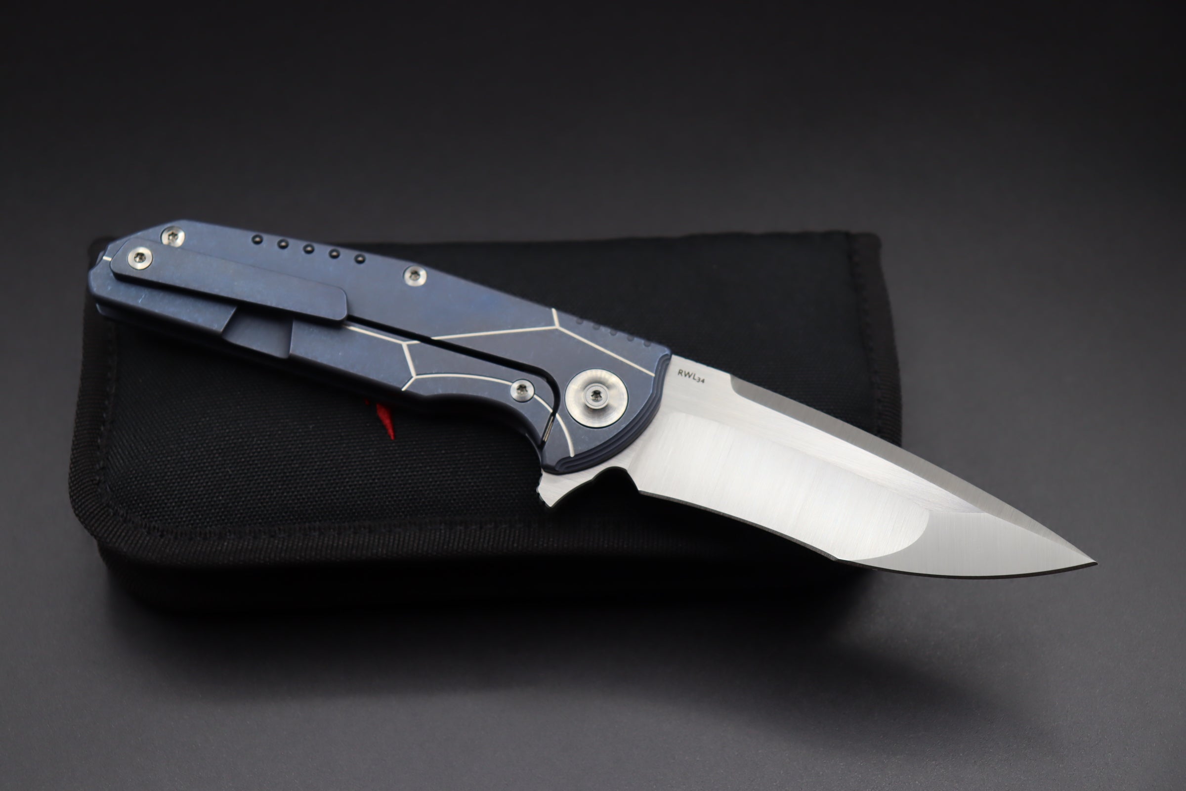 Reate Knives Blue K-4 Twill Carbon Fiber & RWL-34