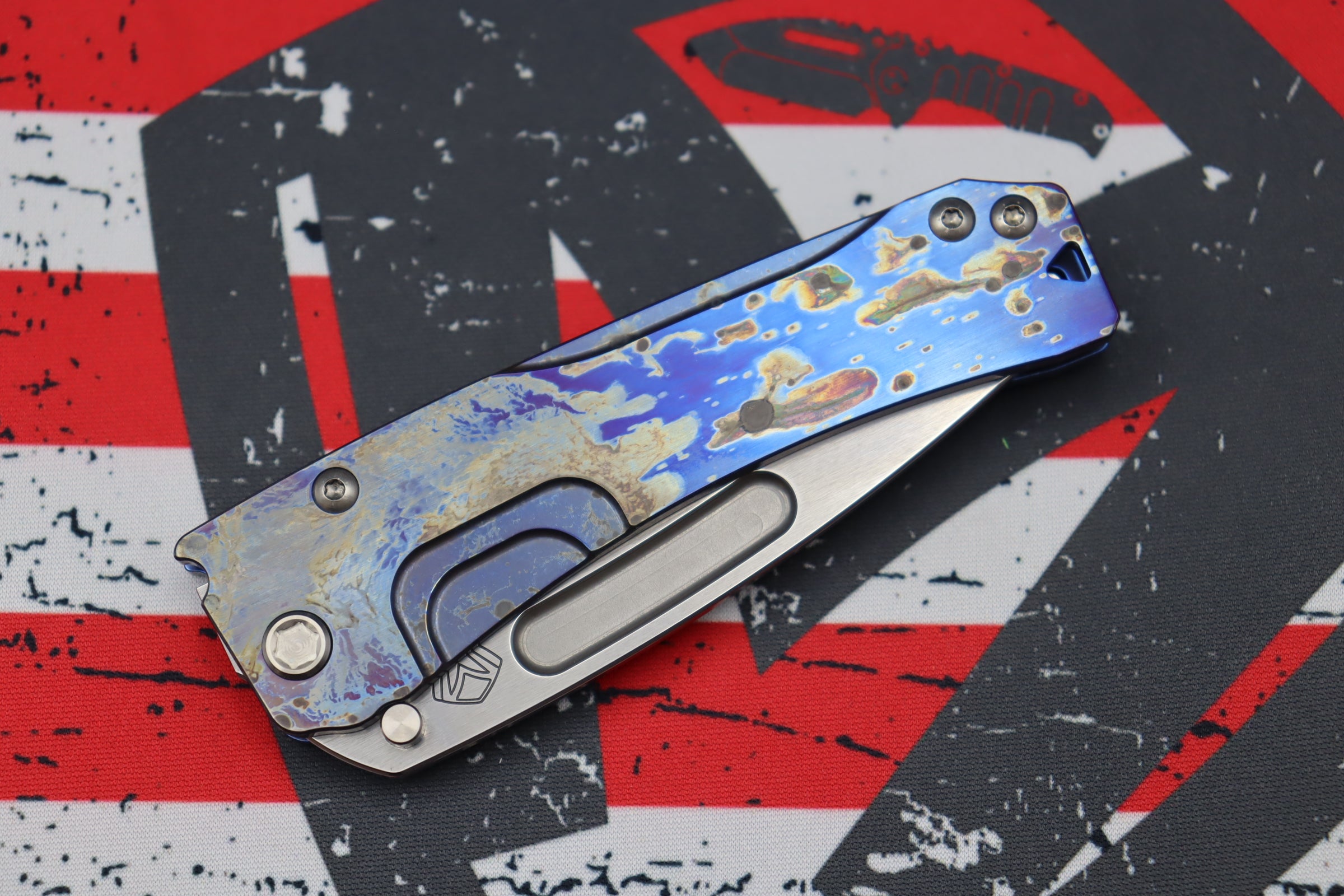 Medford Knife Slim Midi Tumbled Tanto S35 w/ Faced/Flamed Galaxy Handle & Blue Spring