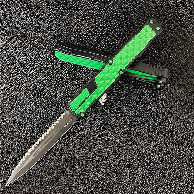 Heretic Knives Cleric II 2 Toxic Green Bubble Inlaid w/ DLC Full Serrated Double Edge Magnacut H020-6C-TXHDW