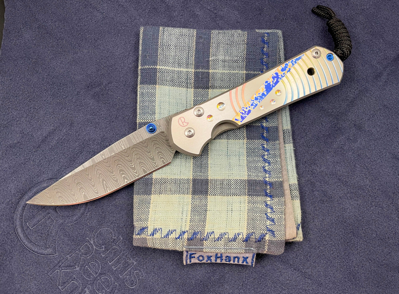 Chris Reeve Large 21 Unique Graphic Damascus Blue