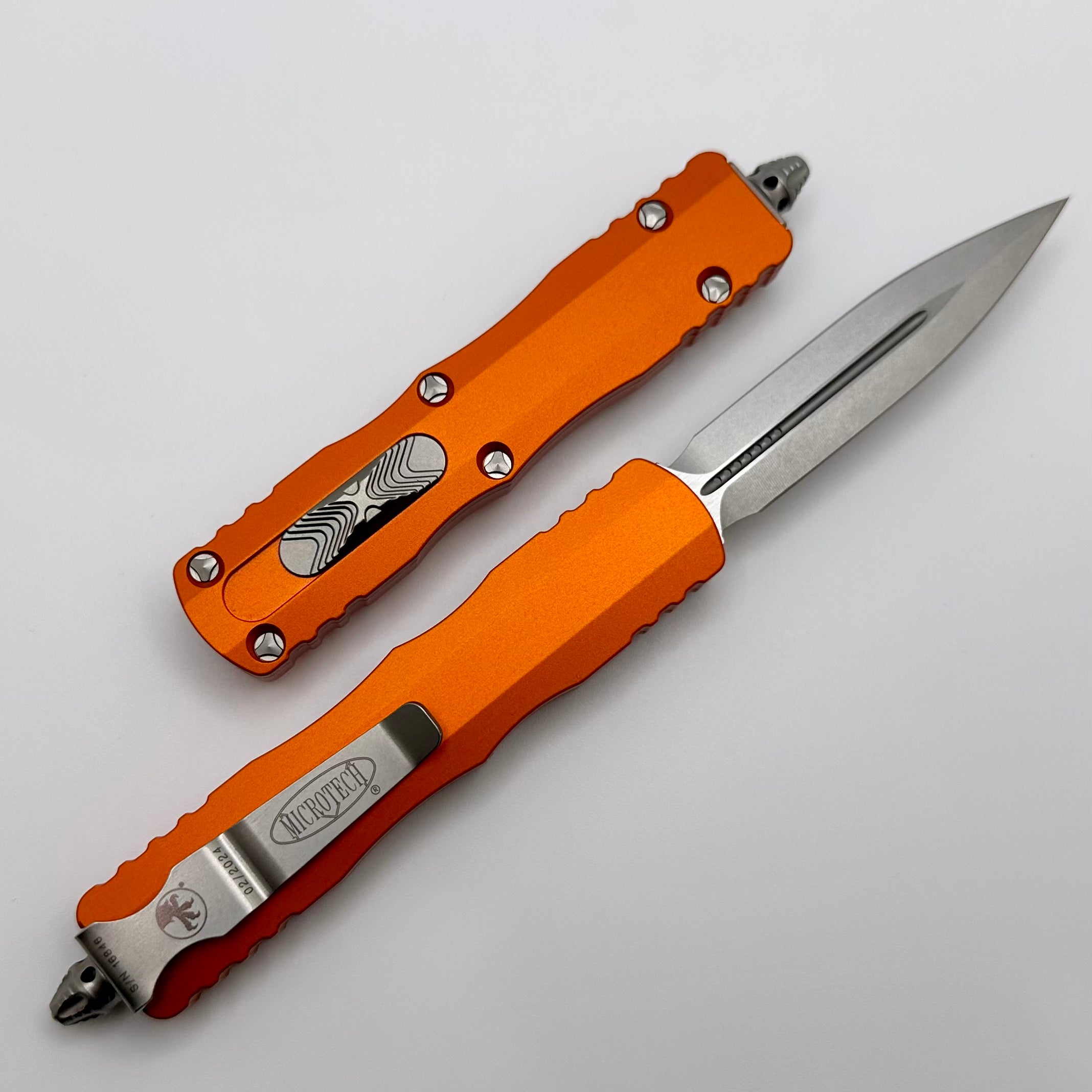 Microtech Dirac Double Edge Stonewash Standard & Orange 225-10OR