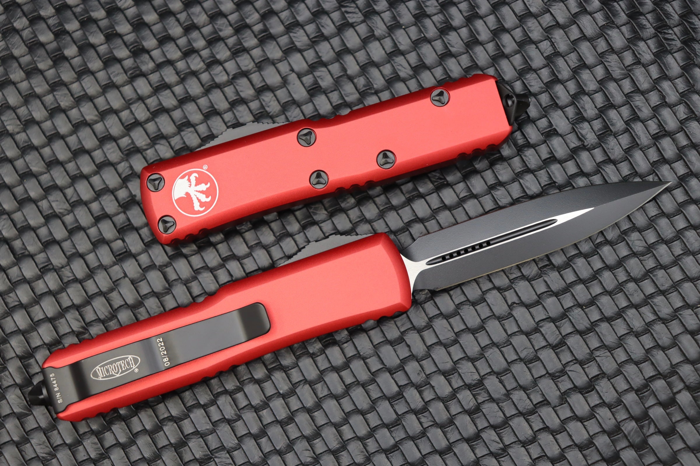 Microtech UTX-85 Double Edge Black Standard & Red 232-1RD