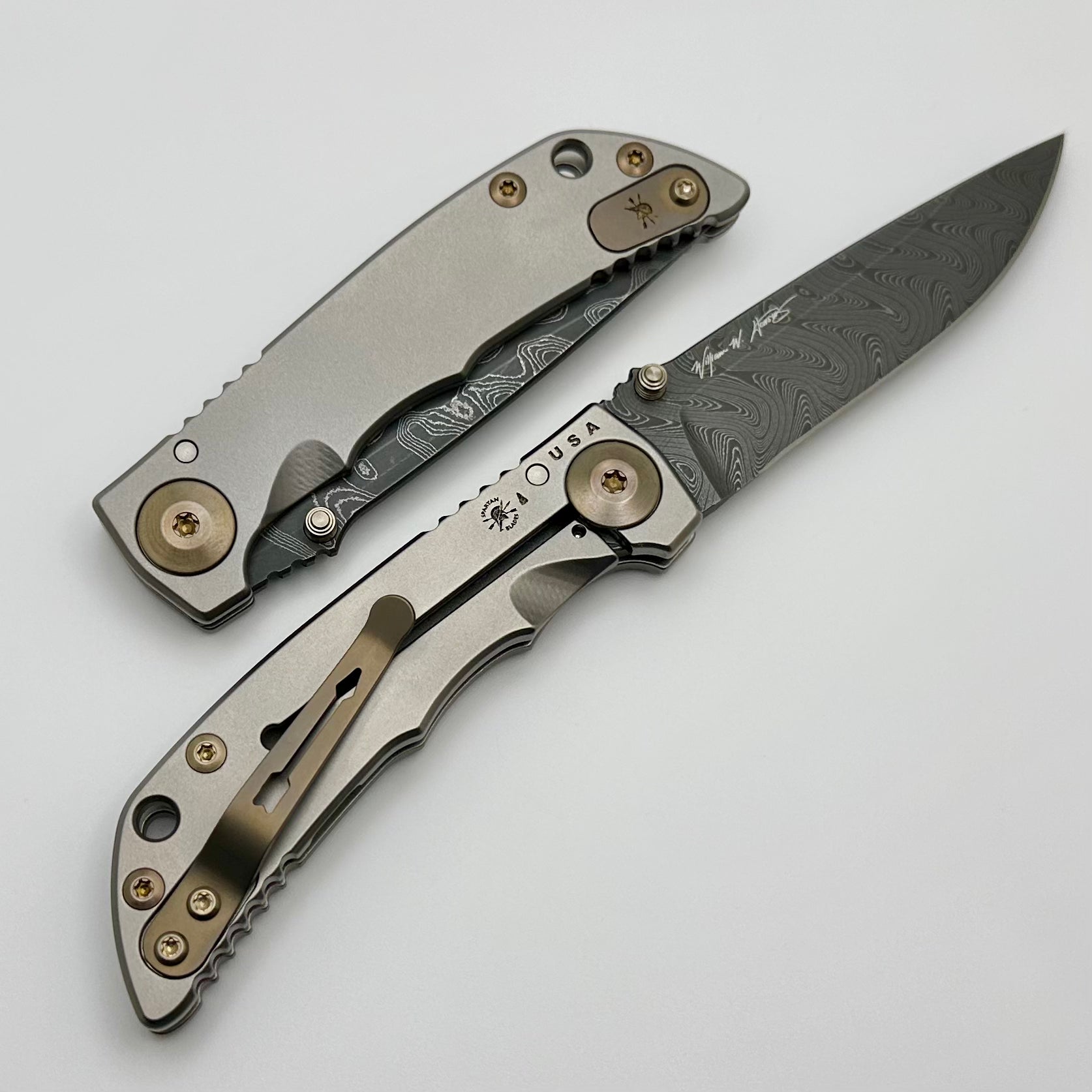 Spartan Blades Harsey Folder 3.25 w/ Damascus & Bronze Accents SF10DMBZ