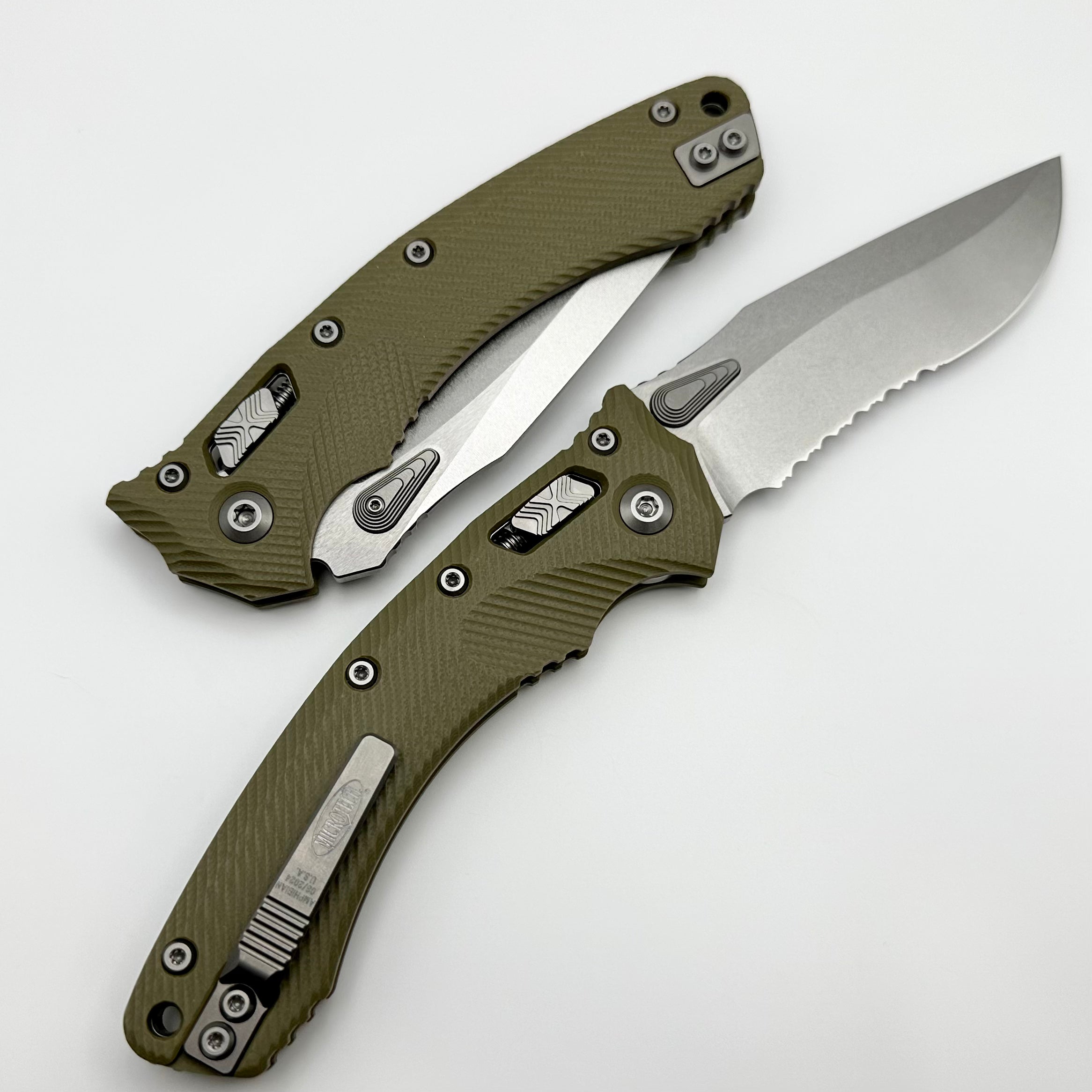 Microtech Amphibian RAM LOK OD Green Fluted G-10 & Stonewash Partial Serrated M390MK 137RL-11FLGTOD