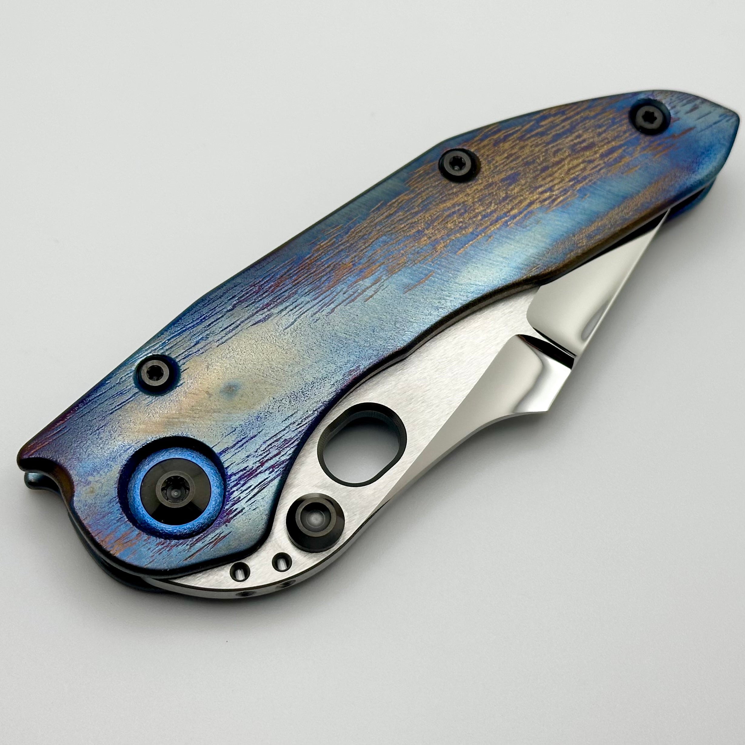 Marfione Custom Knives & Borka Blades Stitch Cosmic w/ Tritium Inlaid Double Star Ground Mirror Polish