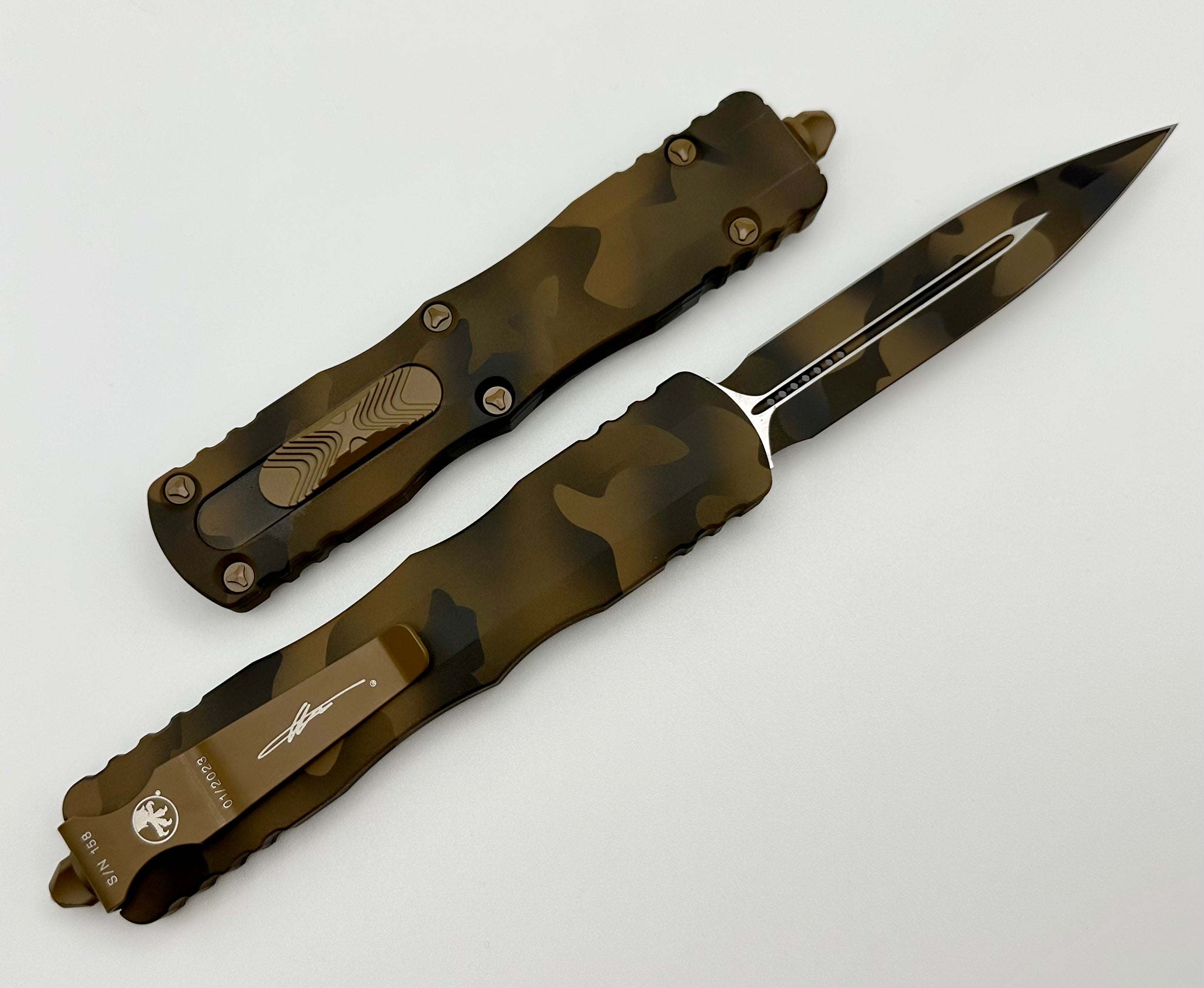 Microtech Dirac Delta Coyote Camo Double Edge 227-1CCS