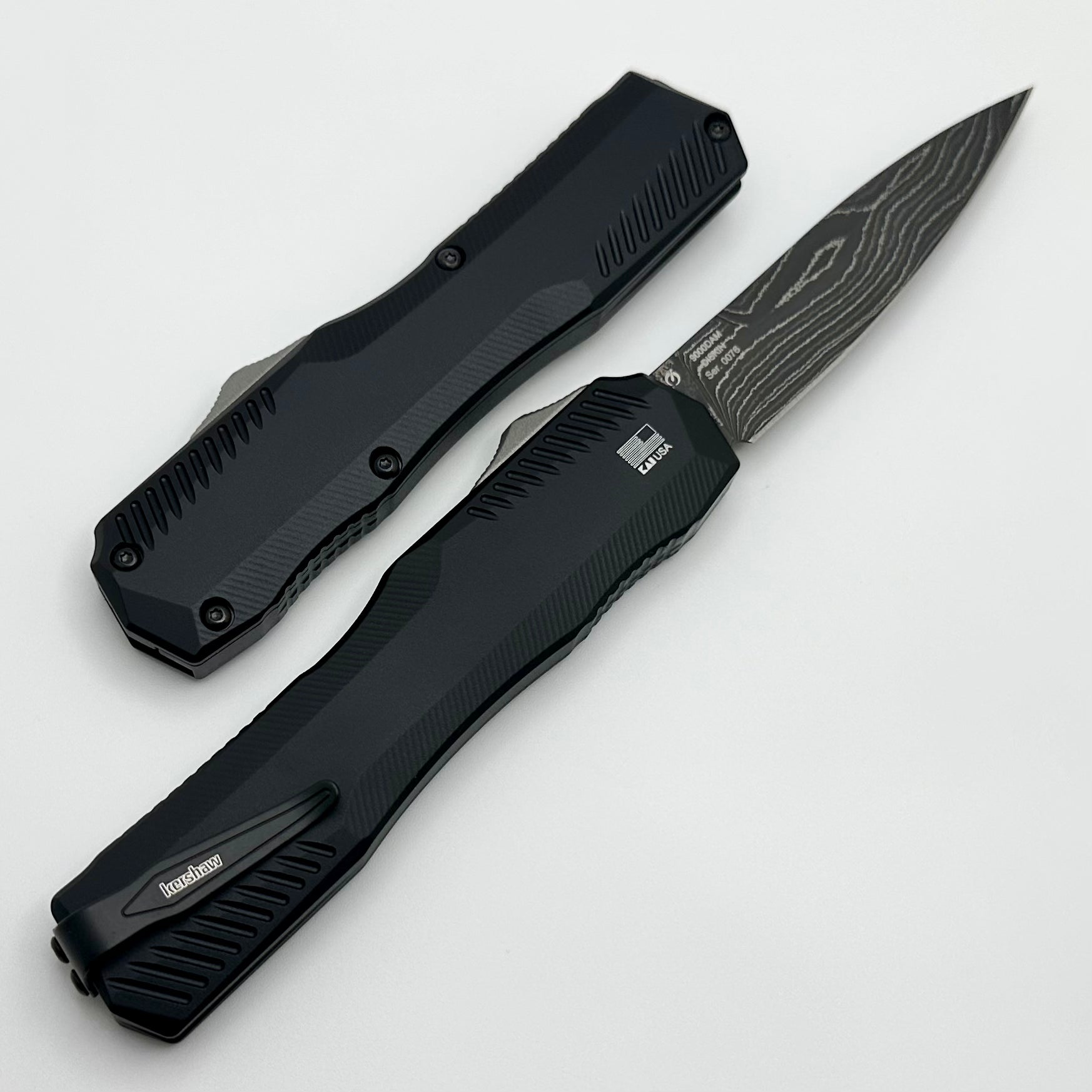 Kershaw Livewire Black Aluminum & Damascus 9000DAM