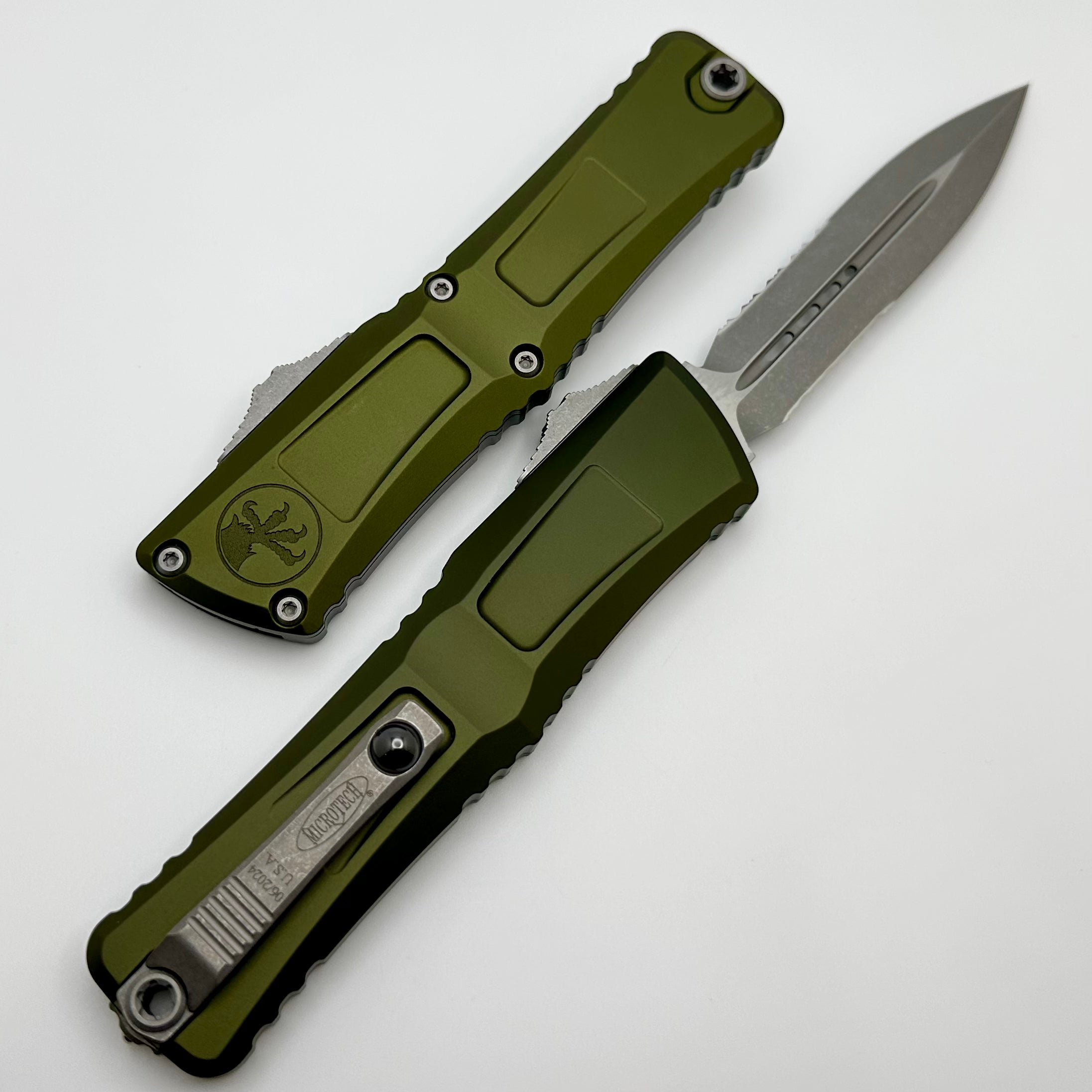 Microtech Knives Combat Troodon Gen III Apocalyptic Partial Serrated Double Edge w/ OD Green Handle 1142-11APOD