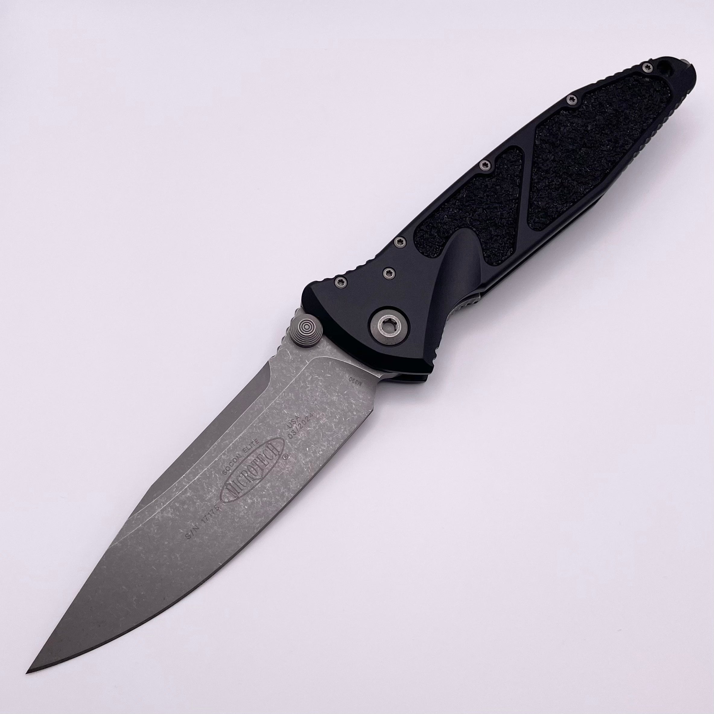 Microtech Socom Elite Single Edge Apocalyptic Standard Manual & Black 160-10AP Pre Owned