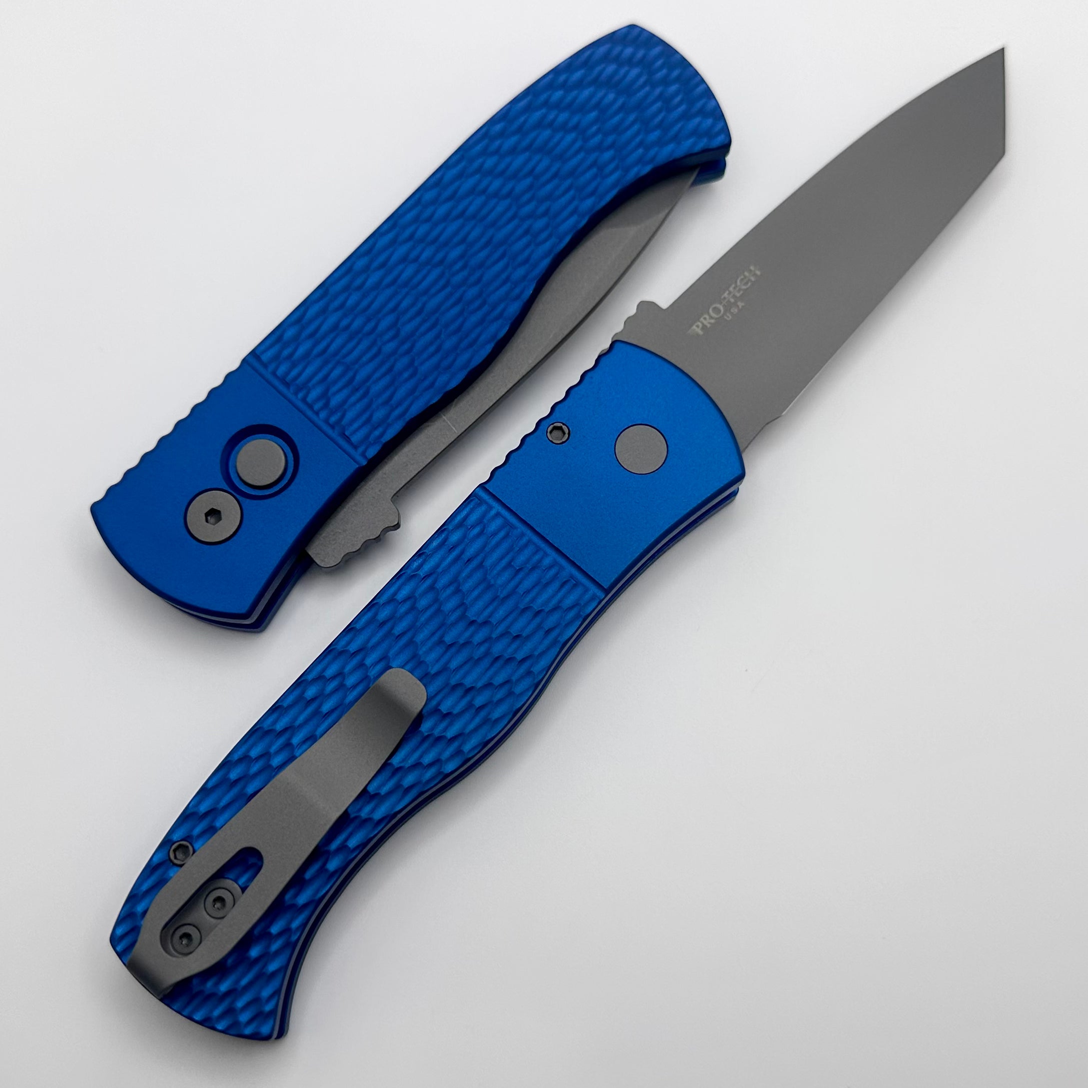 Pro-Tech Emerson CQC7 Chisel Tanto w/ Textured Blue Handle & Blasted Blade E7T05-BLUE