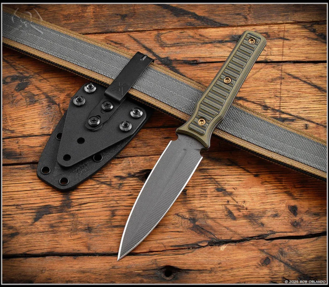 RMJ Tactical Orlando Special Fixed Blade w/ Dirty Olive G-10 & Nitro V