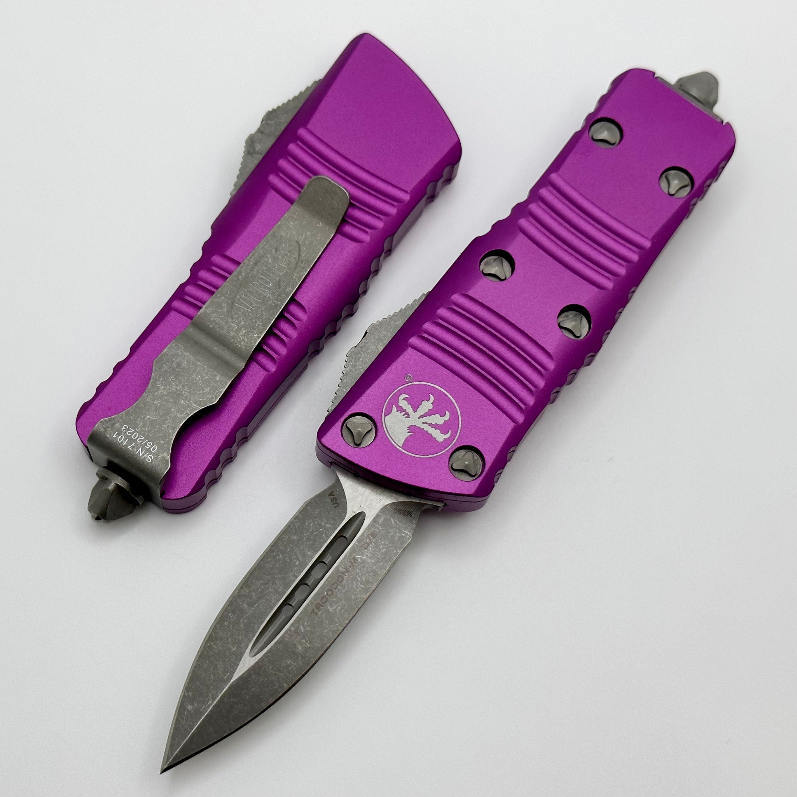 Microtech Troodon Mini Double Edge Apocalyptic Standard & Violet 238-10APVI