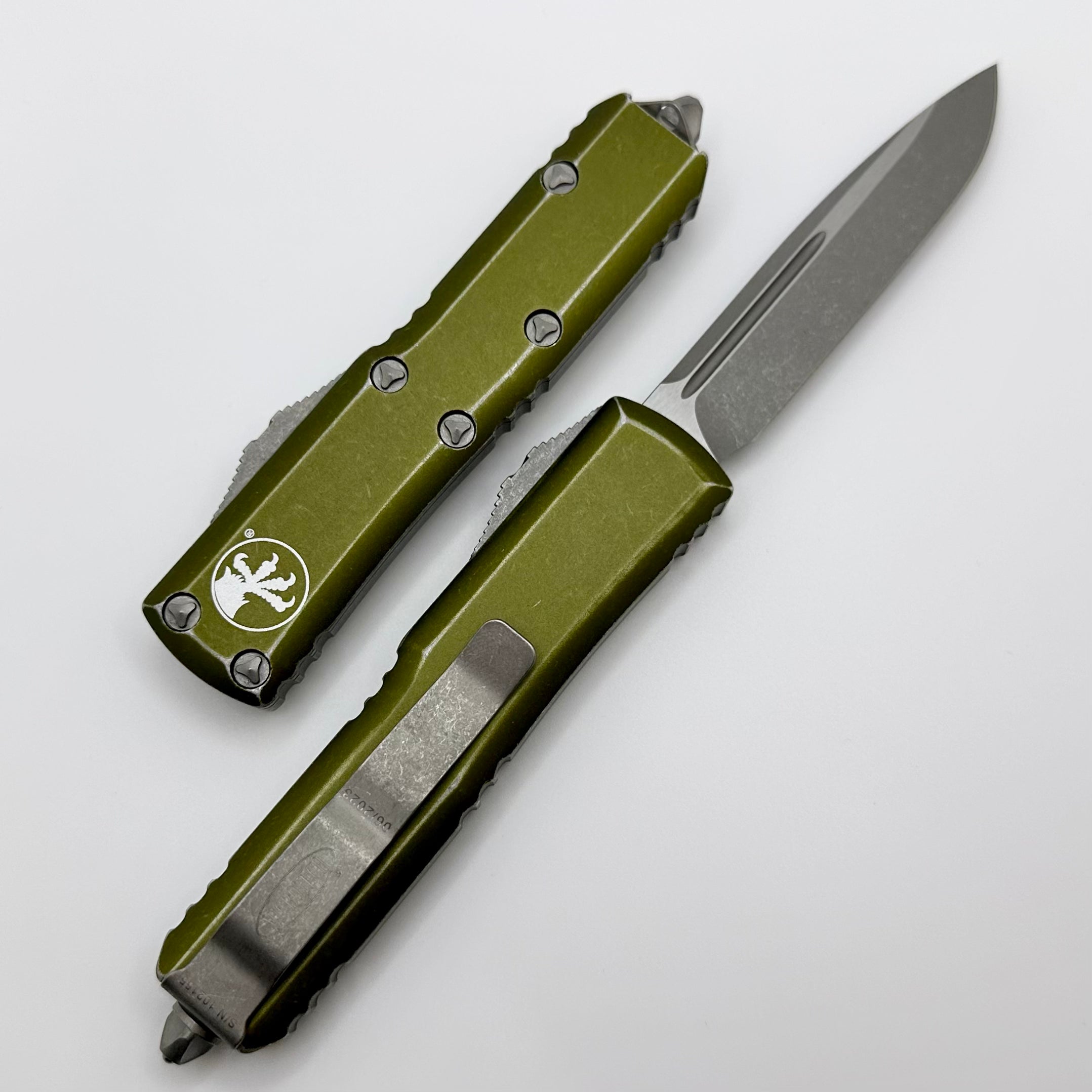 Microtech UTX-85 Single Edge Apocalyptic Standard & Distressed OD Green 231-10DOD