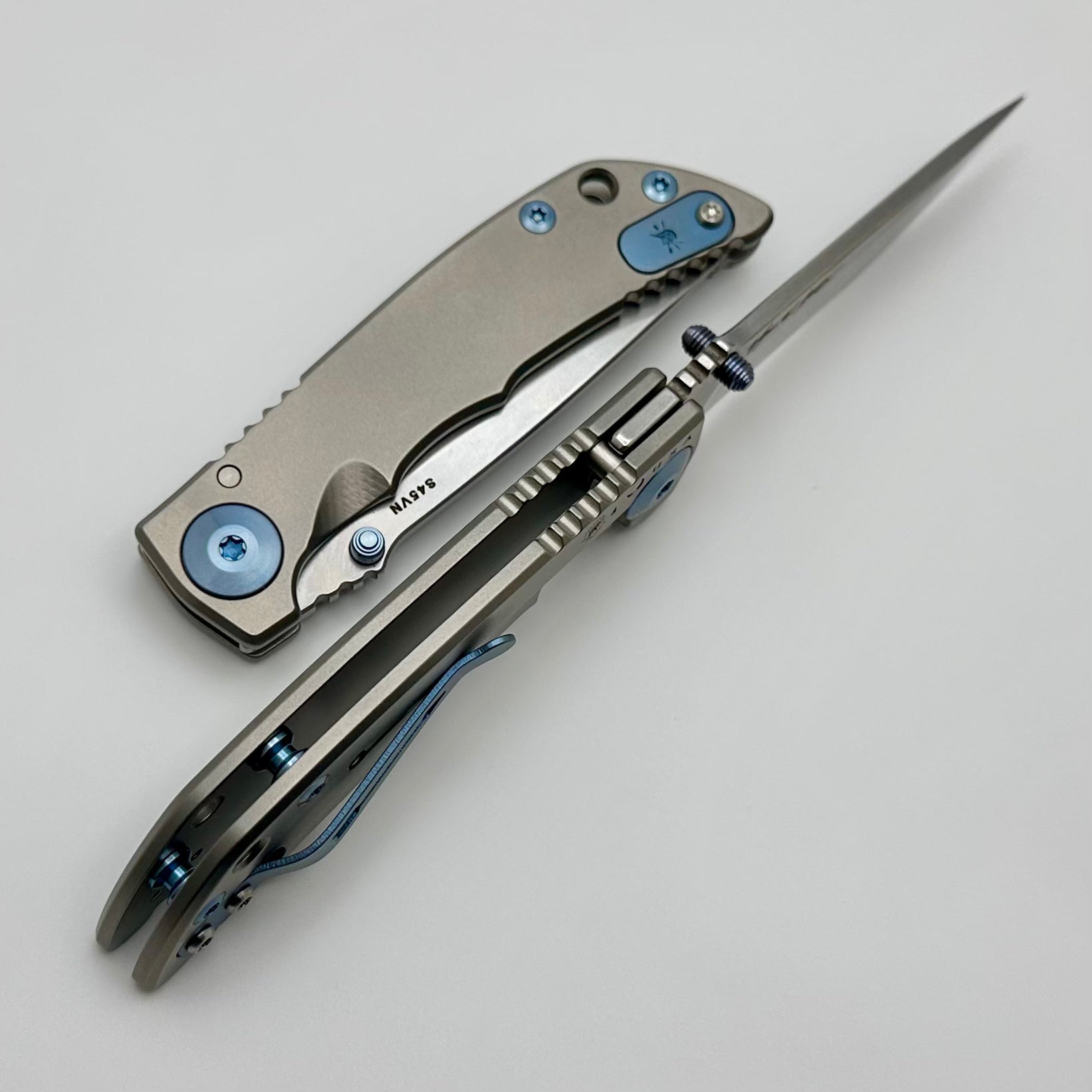 Spartan Blades Harsey Folder 3.25 Stonewashed w/ Blue Accents SHF SF10SWBL