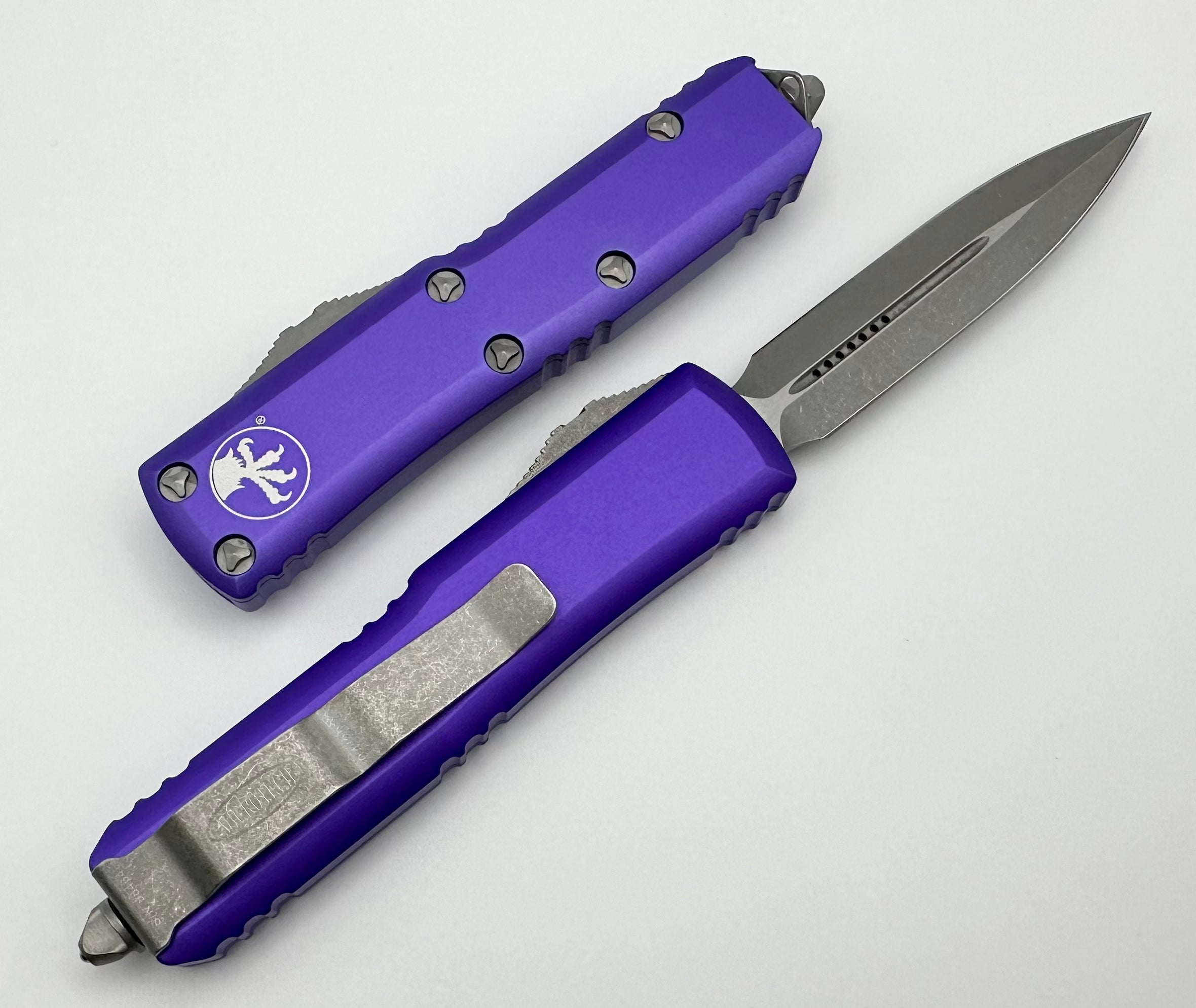 Microtech UTX-85 Double Edge Apocalyptic Standard & Purple 232-10APPU