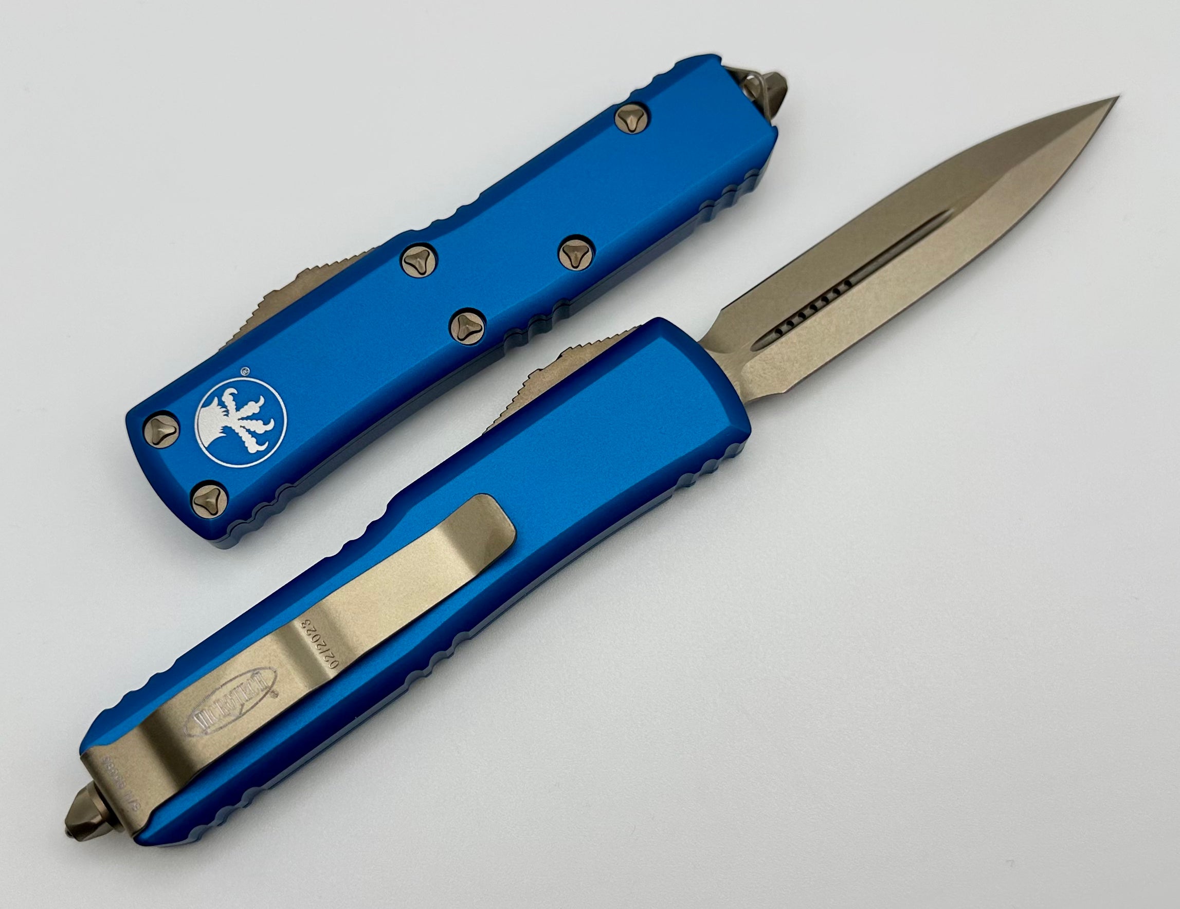 Microtech UTX-85 Double Edge Bronze Standard & Blue 232-13BL