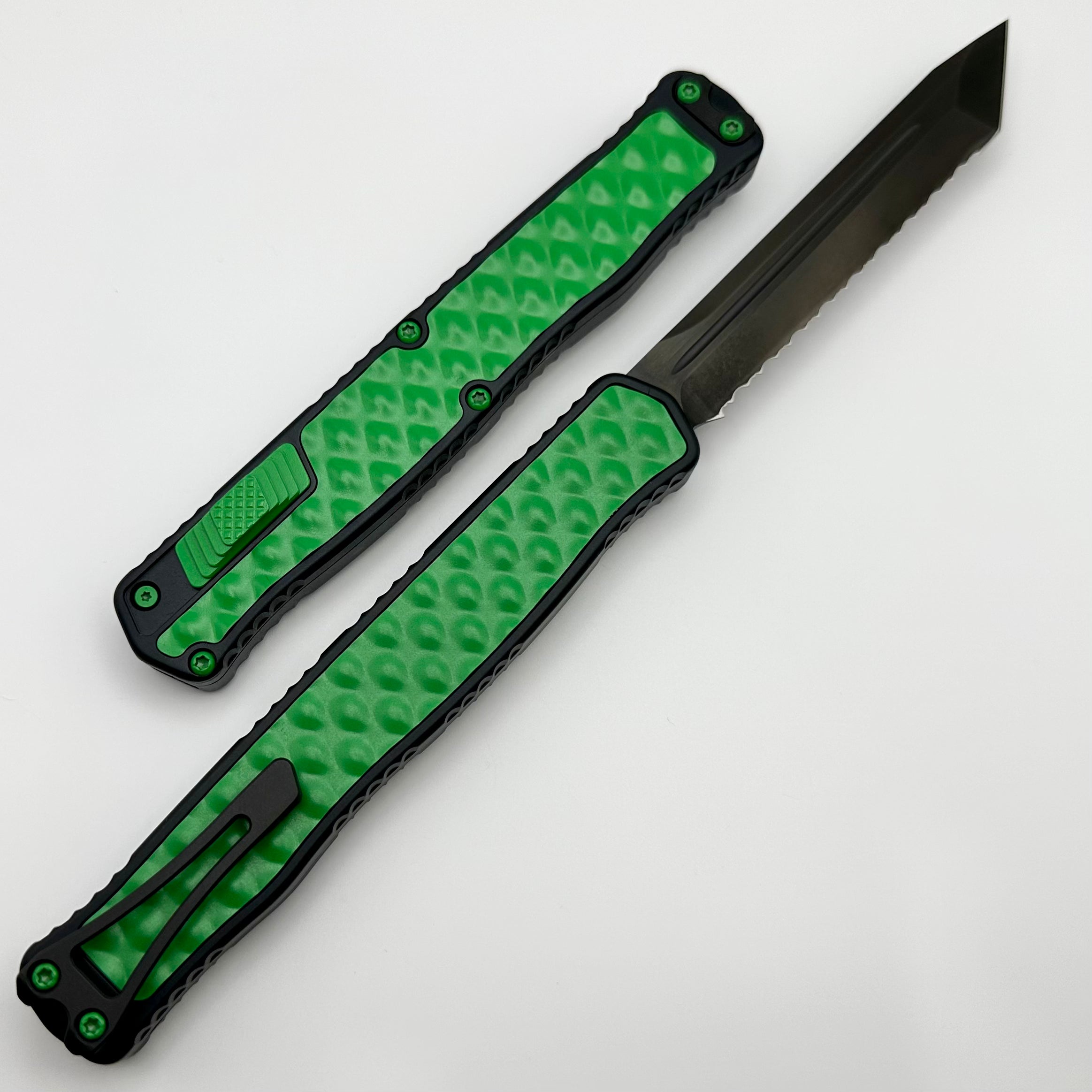 Heretic Knives Cleric II 2 Toxic Green Bubble Inlaid w/ DLC Tanto Full Serrated Magnacut H019-6C-TXHDW