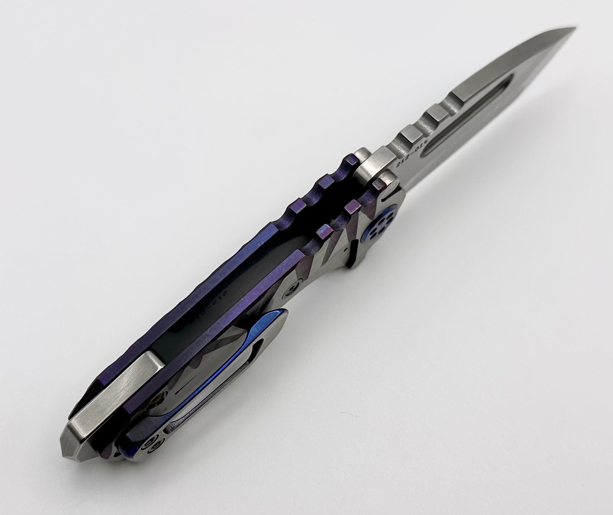 Medford Micro Praetorian T w/ S45 Tumbled Tanto & Violet Show Lights Faced Handles w/ Violet Hardware