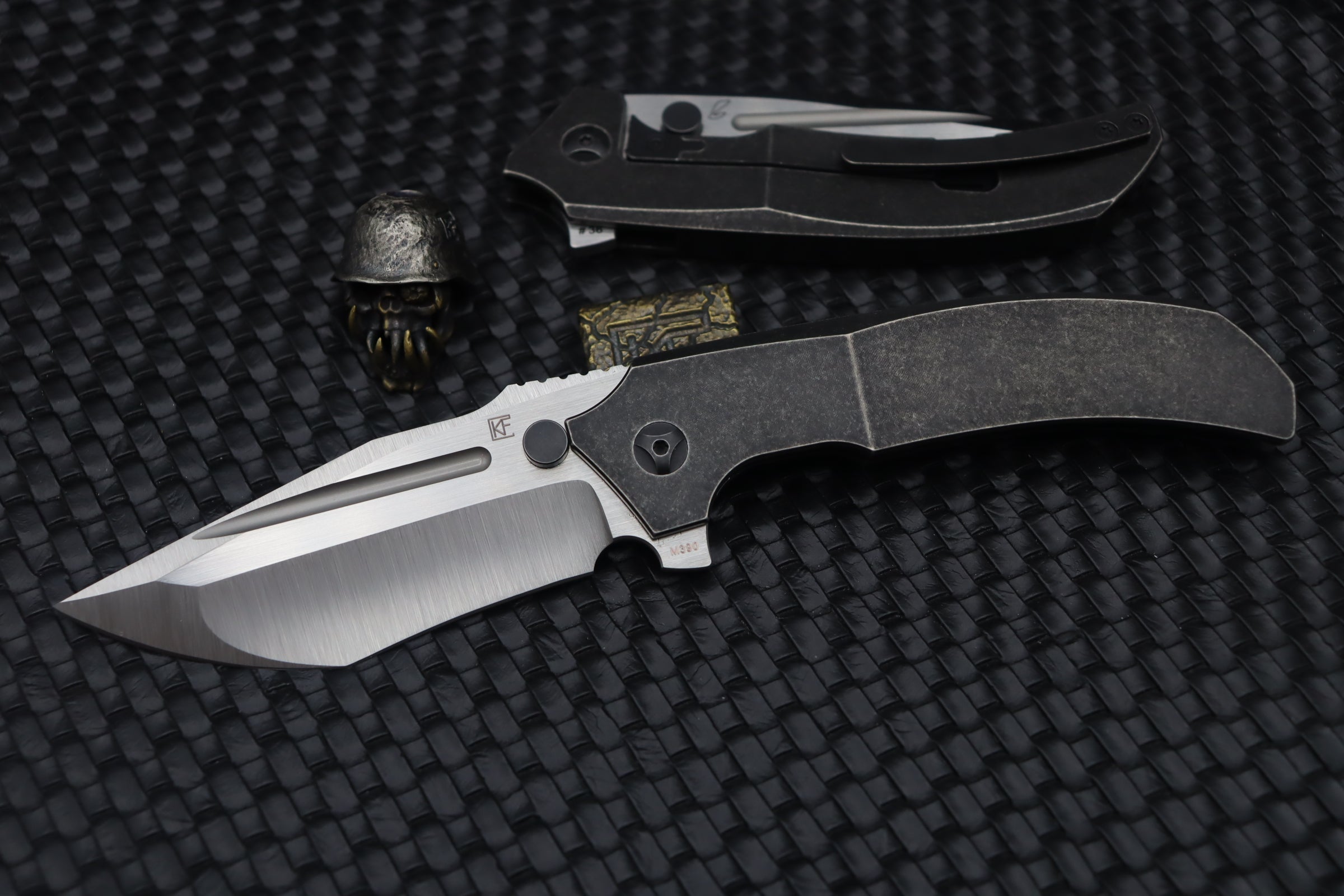 Custom Knife Factory Satori 2.0 Blackwash Ti Intergal with Satin M390 Compound Ground Blade