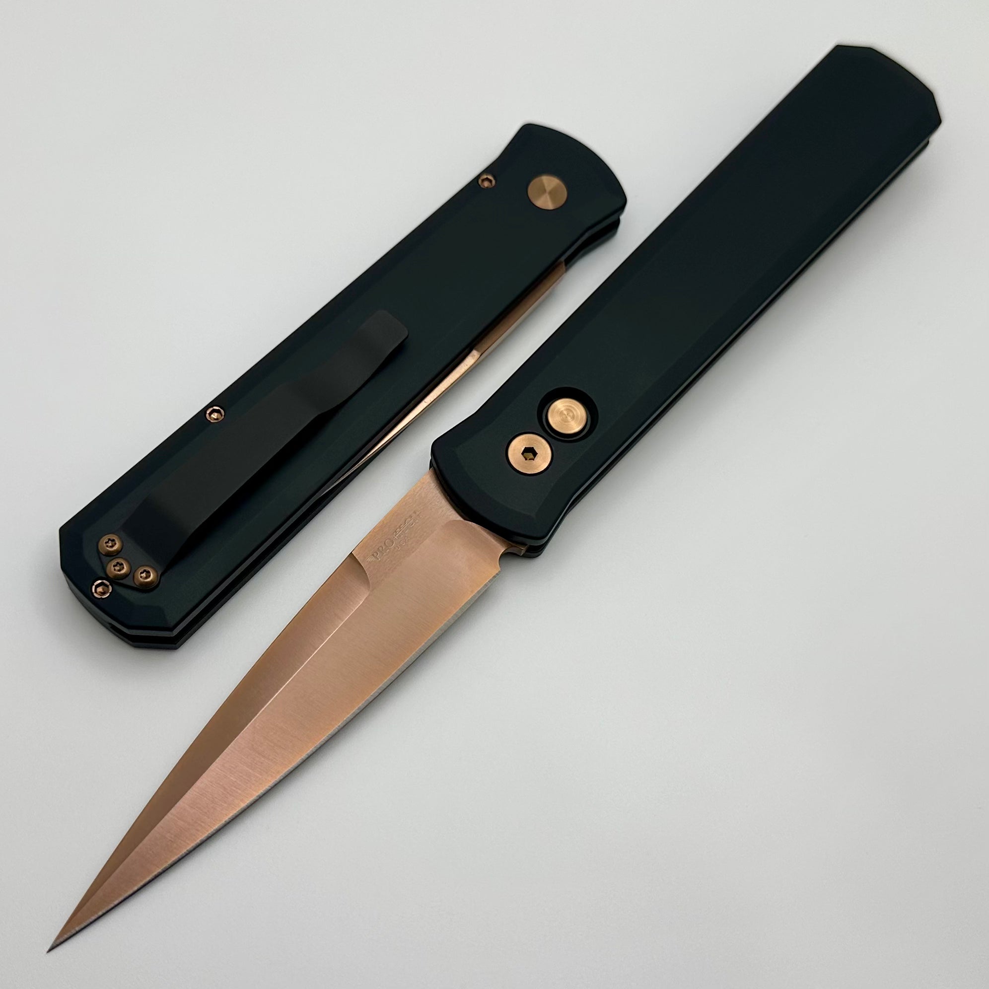 Pro-Tech Godfather Black Handle w/ Rose Gold 154-CM Blade & Hardware 921-RG