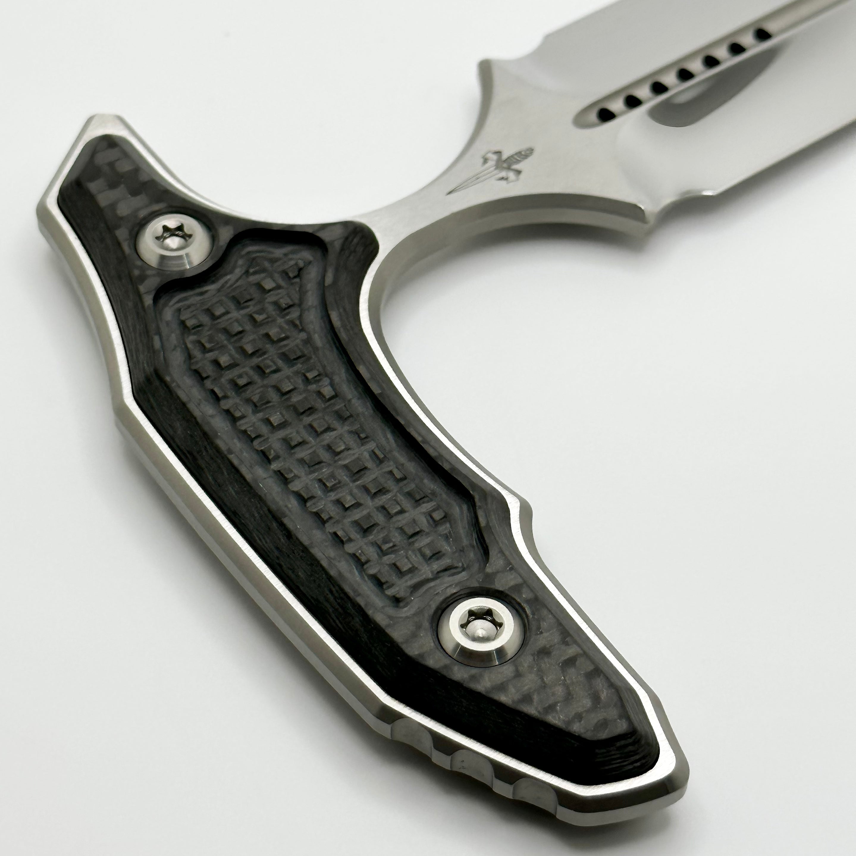 Marfione Custom Knives Hypnotic Mirror Polish M390 & Carbon Fiber w/ Two Tone Hardware