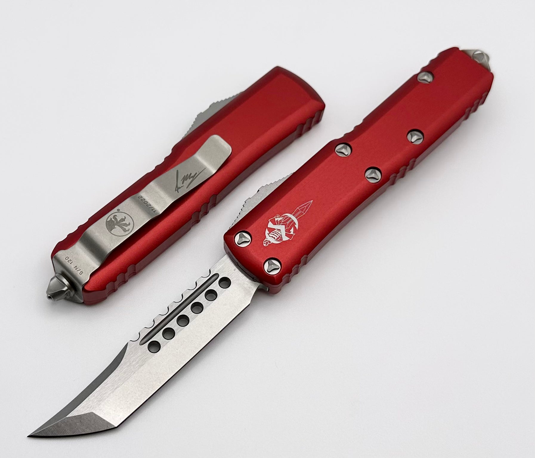 Microtech UTX-85 Hellhound Stonewash Standard & Red 719-10RDS