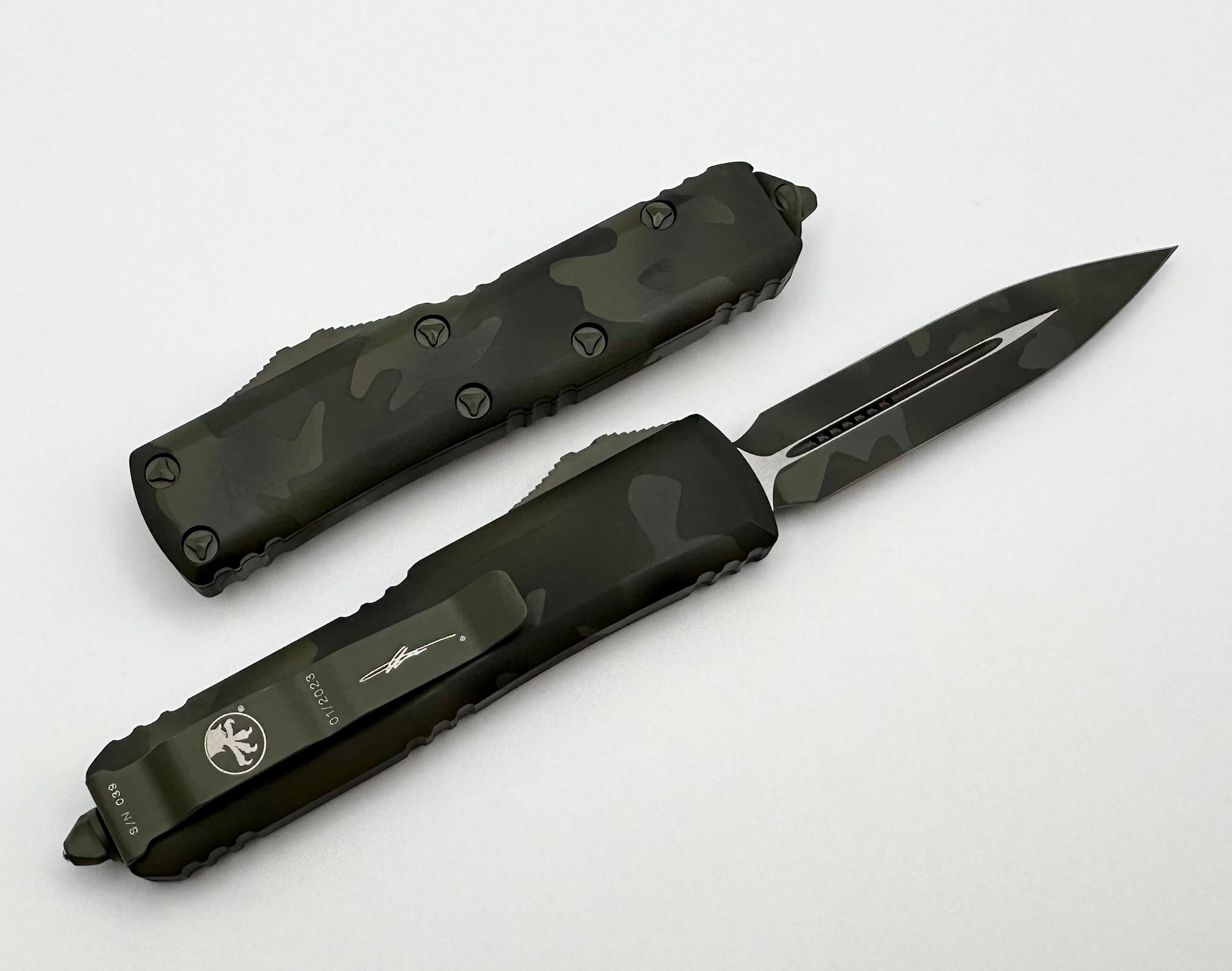 Microtech UTX-85 Double Edge Olive Camo 232-1OCS