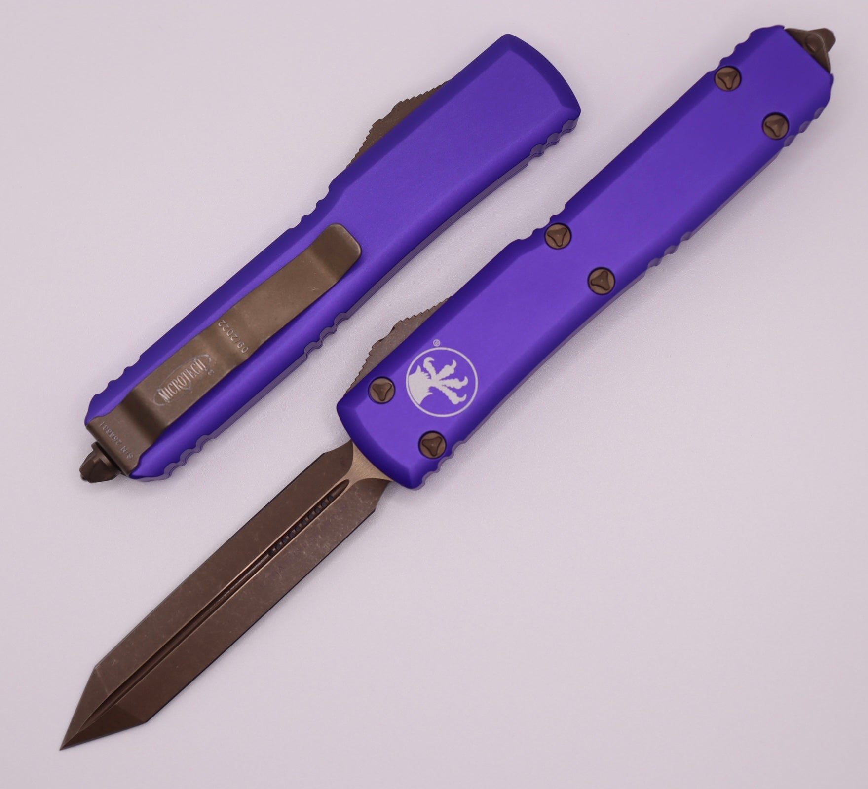 Microtech Ultratech Spartan w/ Bronzed Apocalyptic Standard & Purple 223-13APPU