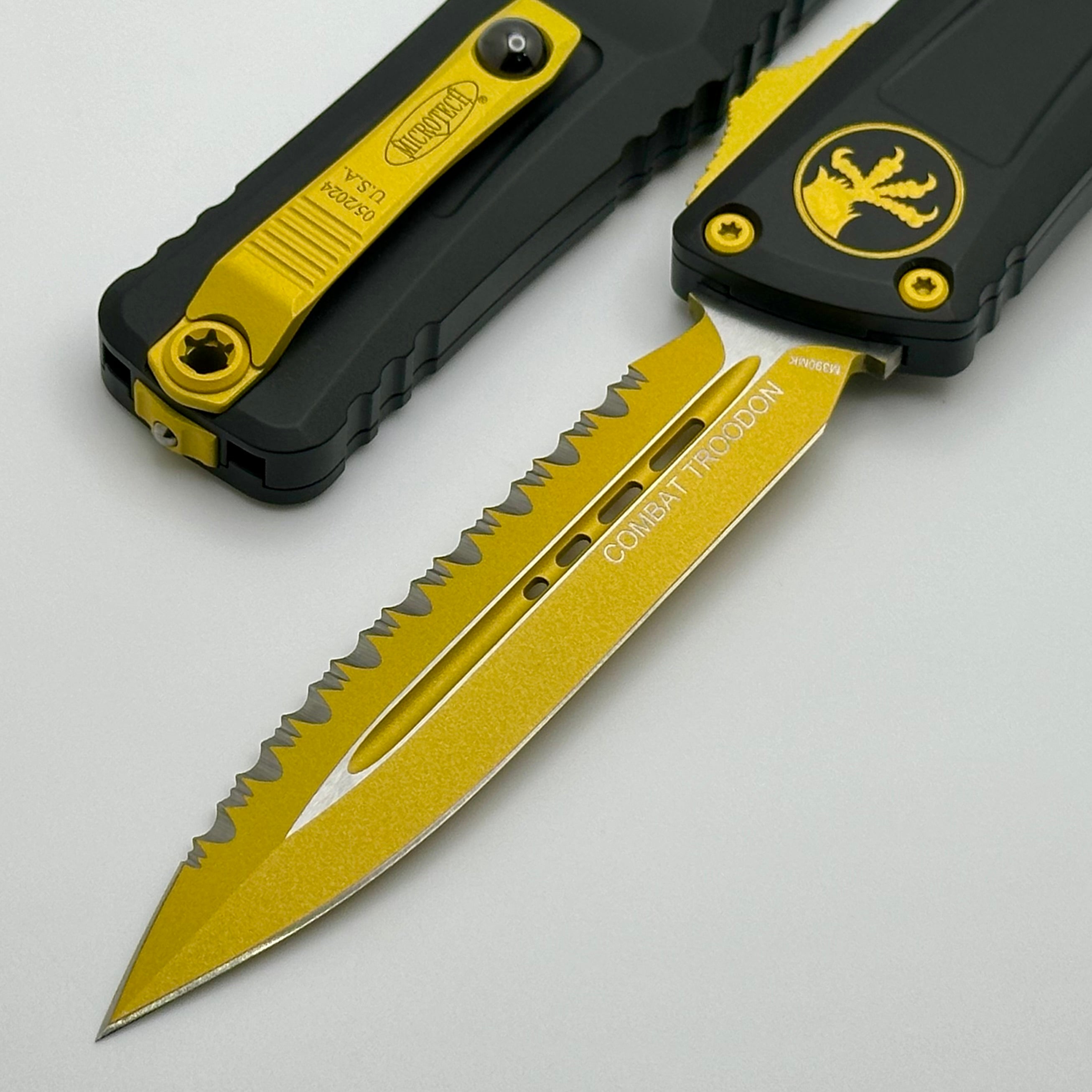 Microtech Knives Combat Troodon Gen III Black D/E F/S w/ Yellow Accents 1142-3YWSK