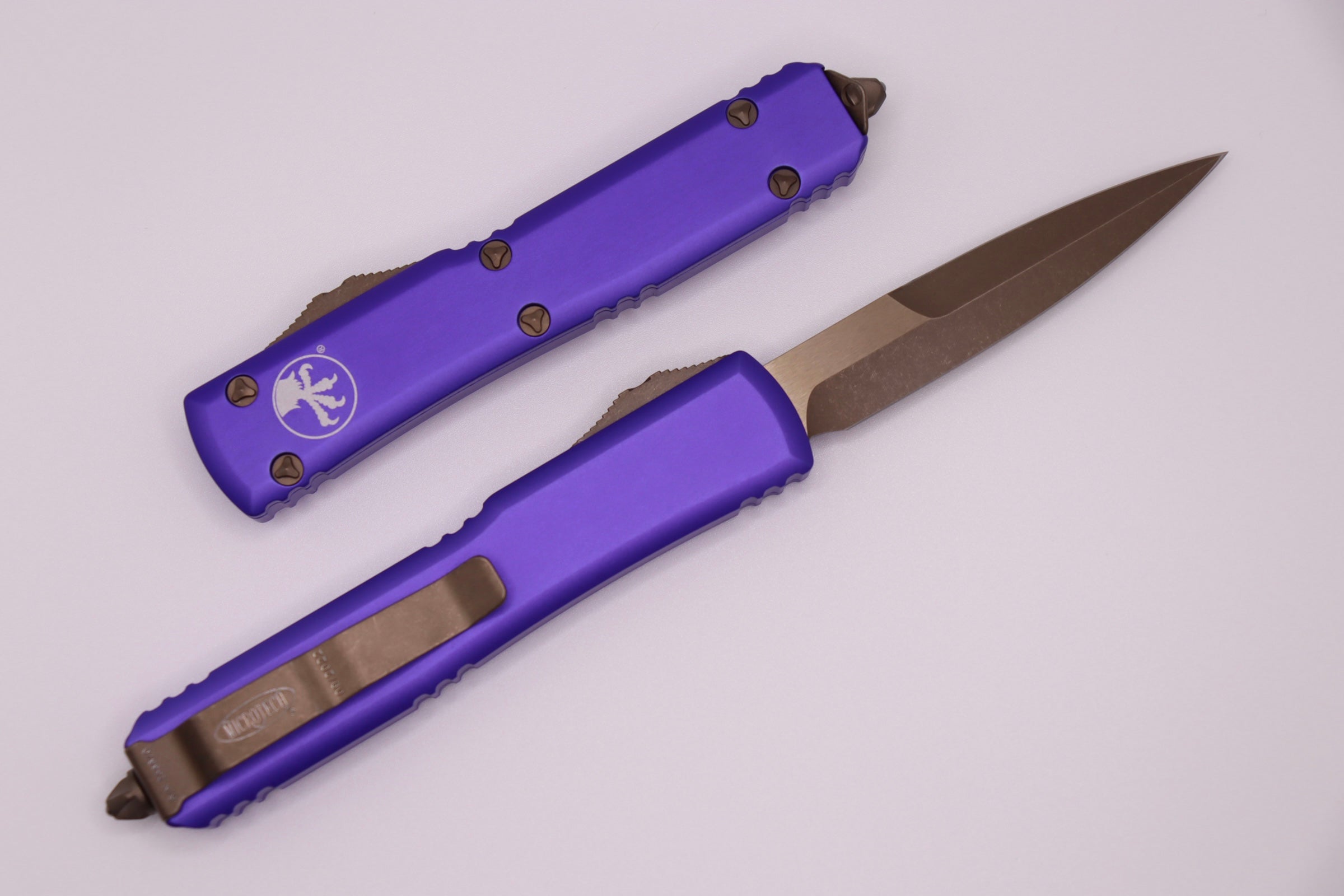 Microtech Ultratech Bayonet Grind Bronze Apocalyptic Standard & Purple 120-13APPU