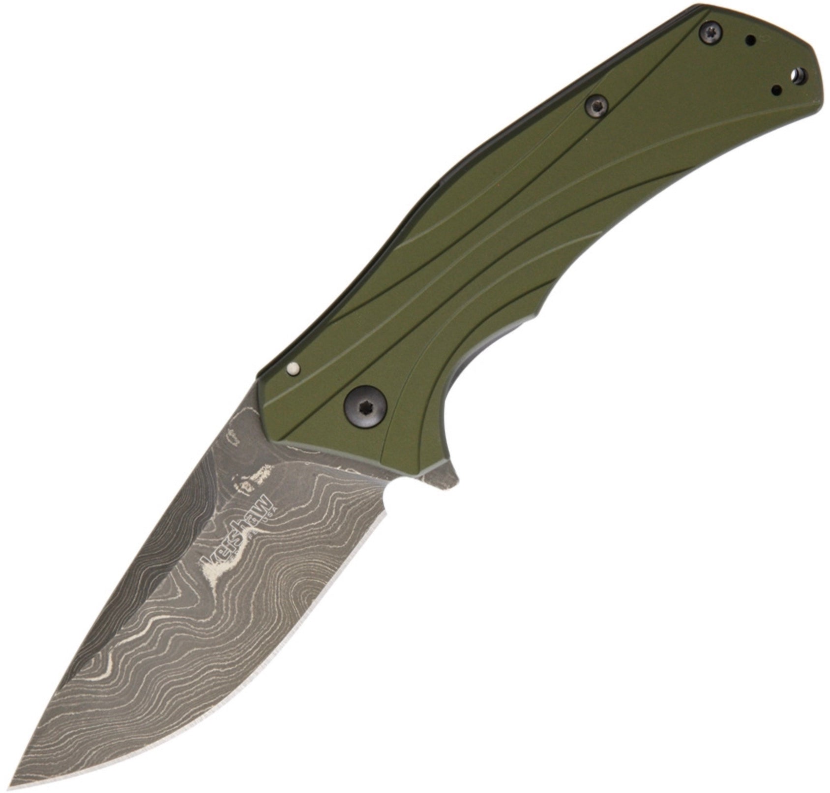 Kershaw Knockout OD Green & Damascus 1870OLDAM