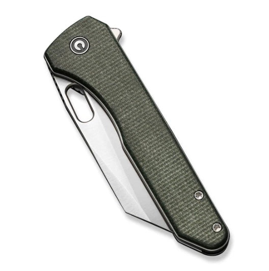 Civivi Nugz Green Canvas Micarta Handles w/ Satin 14C28N C23060-2