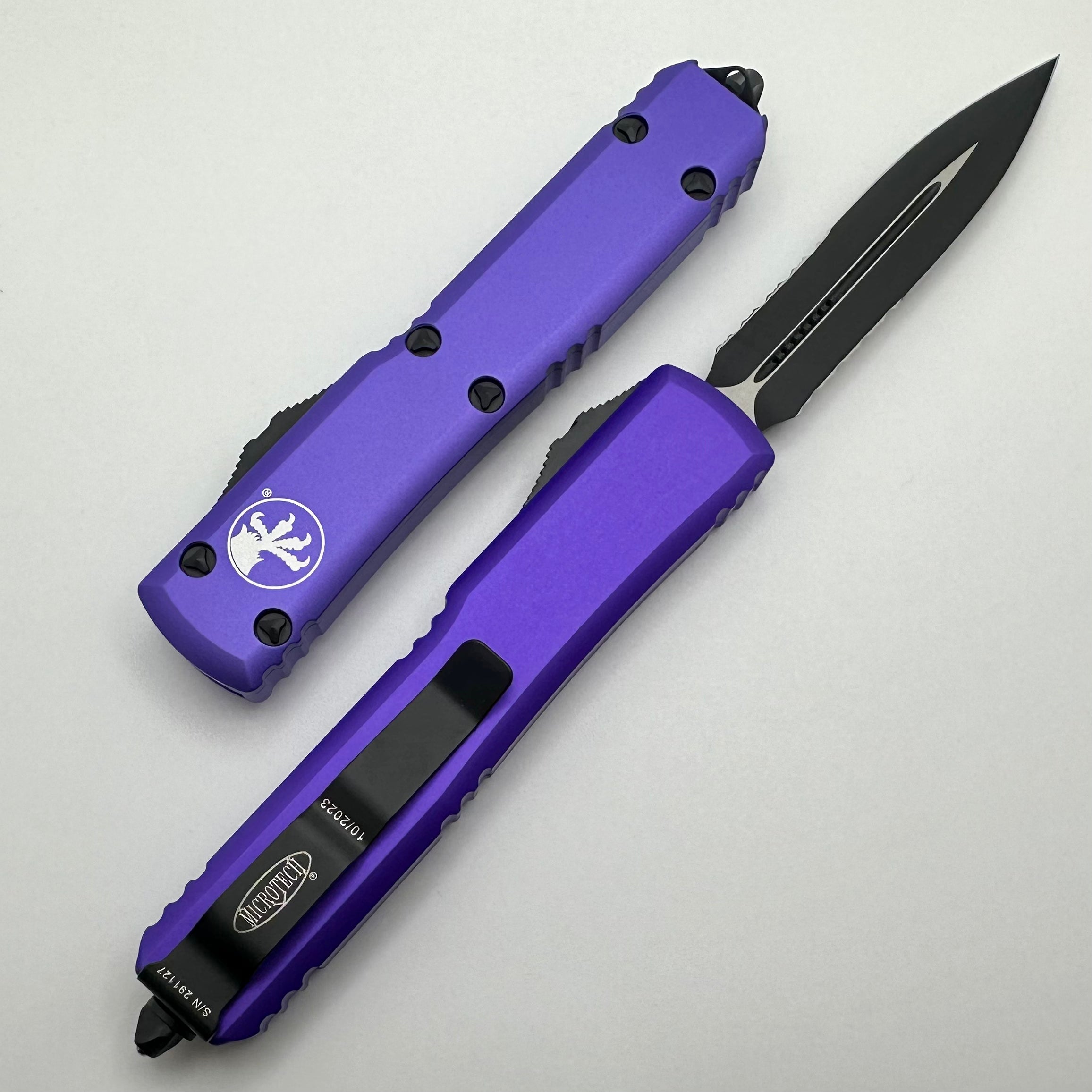 Microtech Ultratech Black Partial Serrated Double Edge & Purple 122-2PU