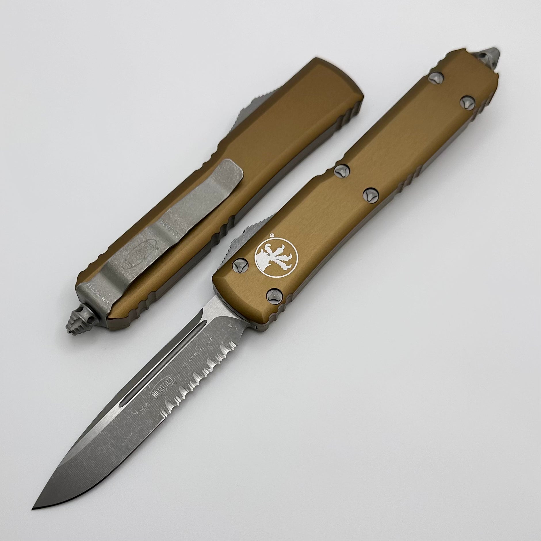 Microtech Ultratech S/E Partial Serrated Apocalyptic Standard & Tan 121-11APTA