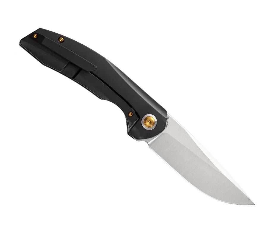 Kansept Knives Accipiter Black Titanium/Copper Inlaid & CPM-S35VN Front Flipper K1007A3