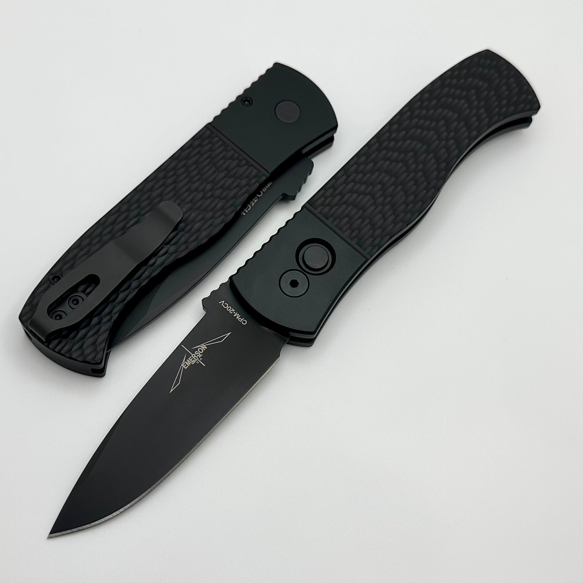 Pro-Tech Emerson CQC7 Auto Textured Black Handle w/ DLC 20CV E7A06-20CV