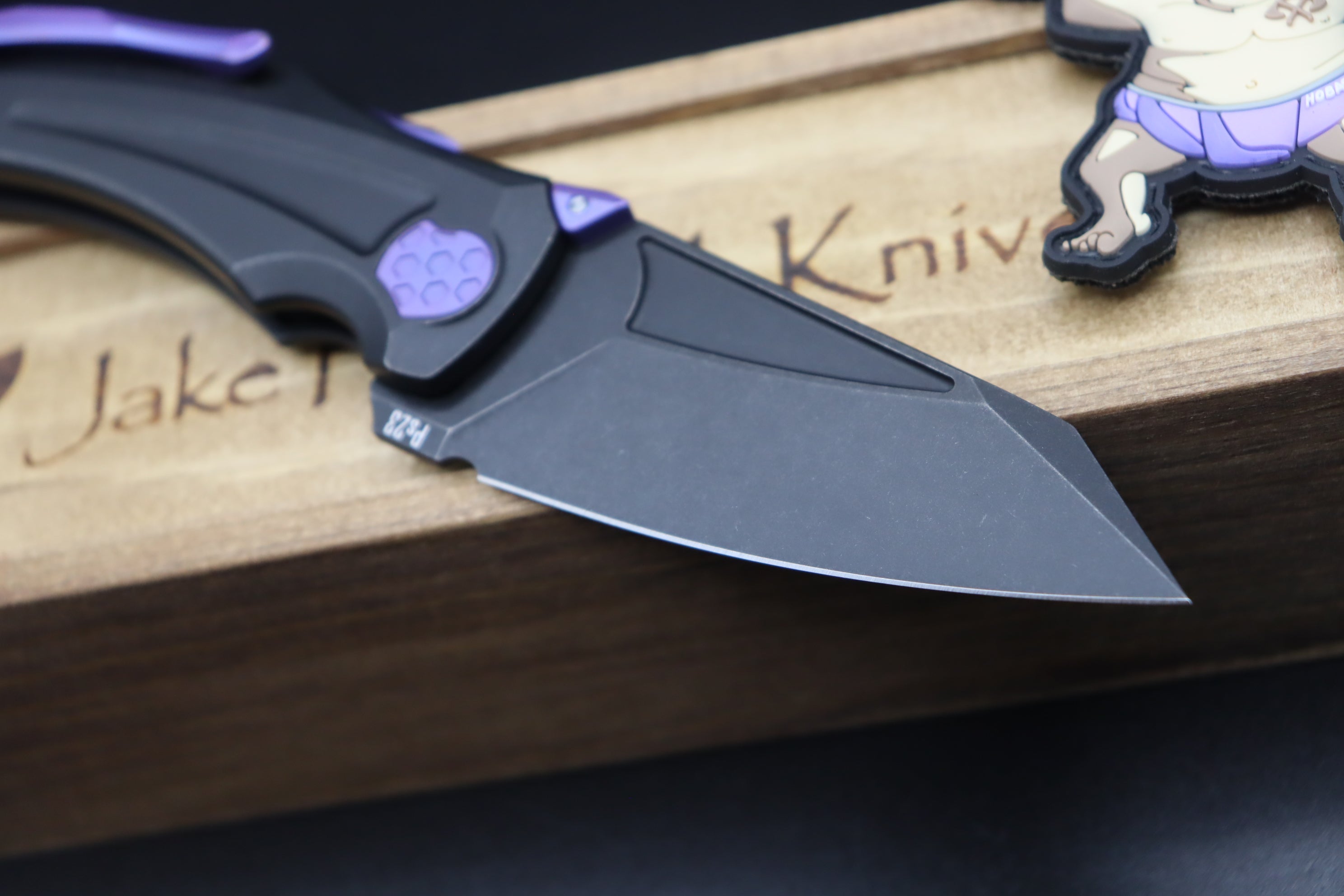 Jake Hoback Knives Sumo DLC Black Handle & Blade with Purple Anodized Accents