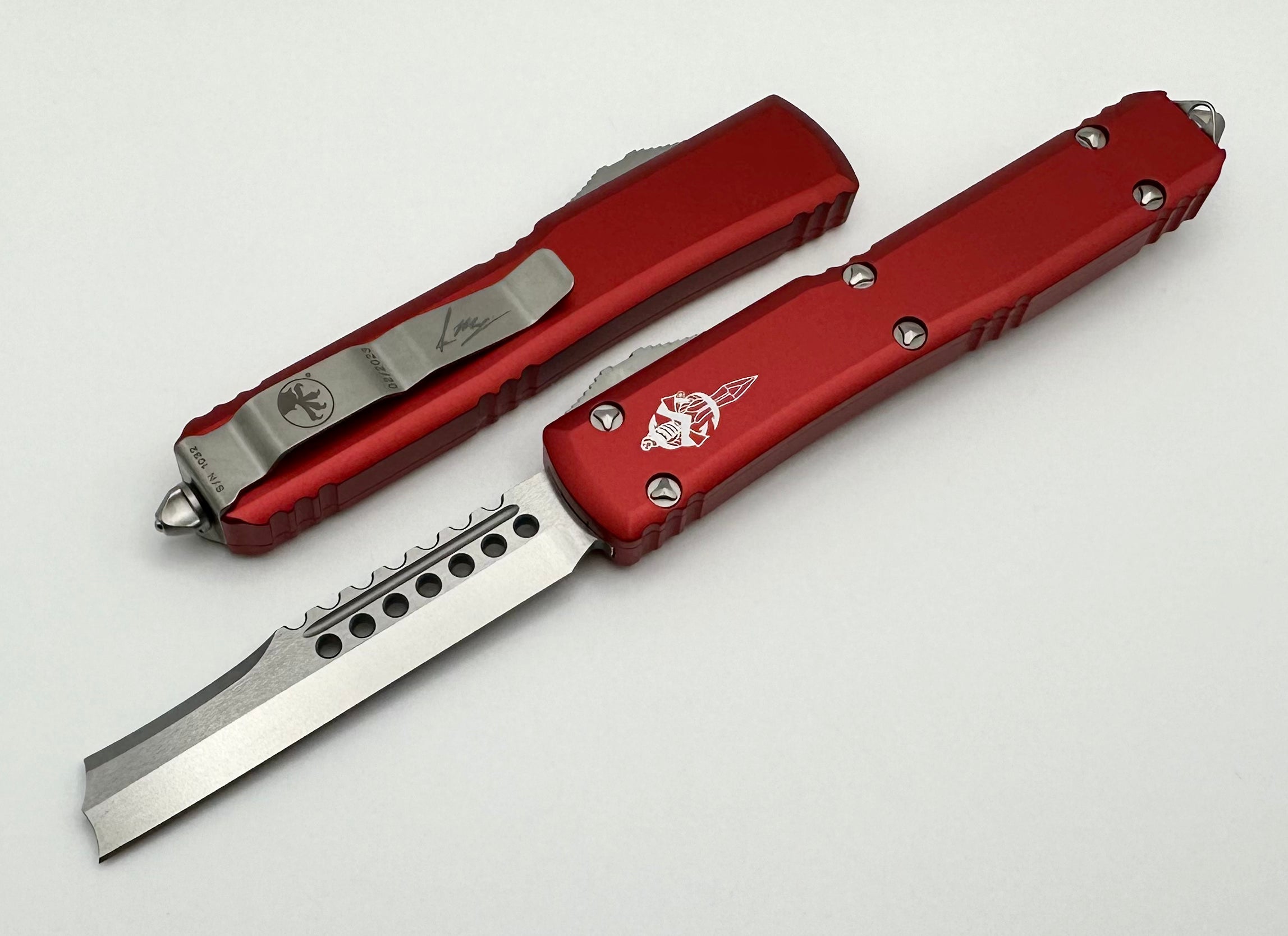 Microtech Ultratech Hellhound Razor Stonewash Standard & Red 119R-10RDS